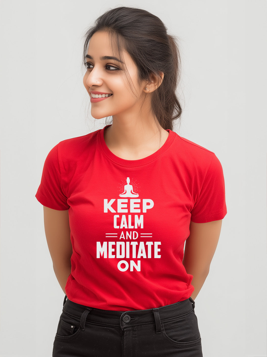 "Keep Calm and Meditate On" Women's Cotton T-Shirt