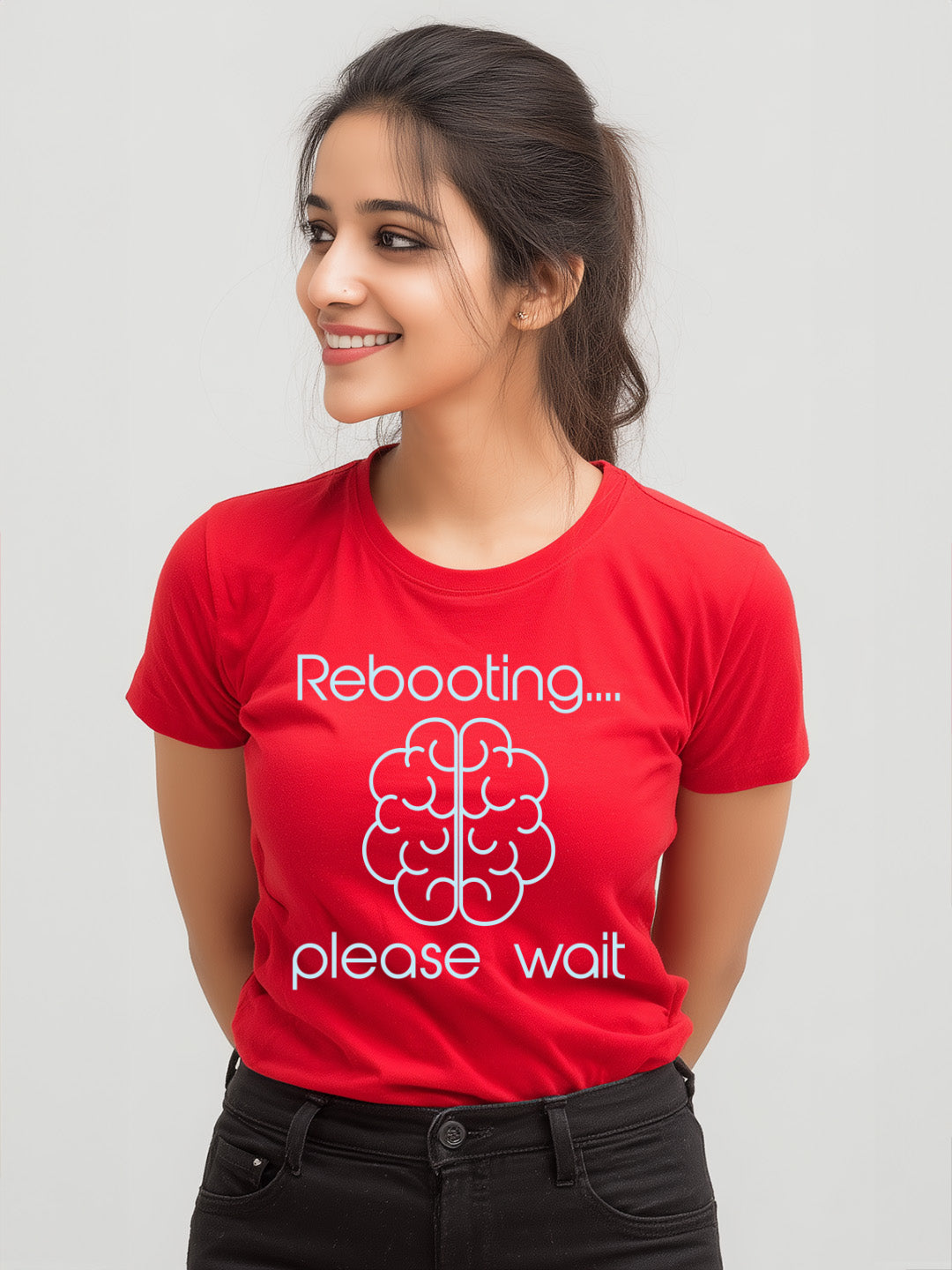 Style yourself with  "Rebooting...Please Wait" Women's Cotton T-Shirts