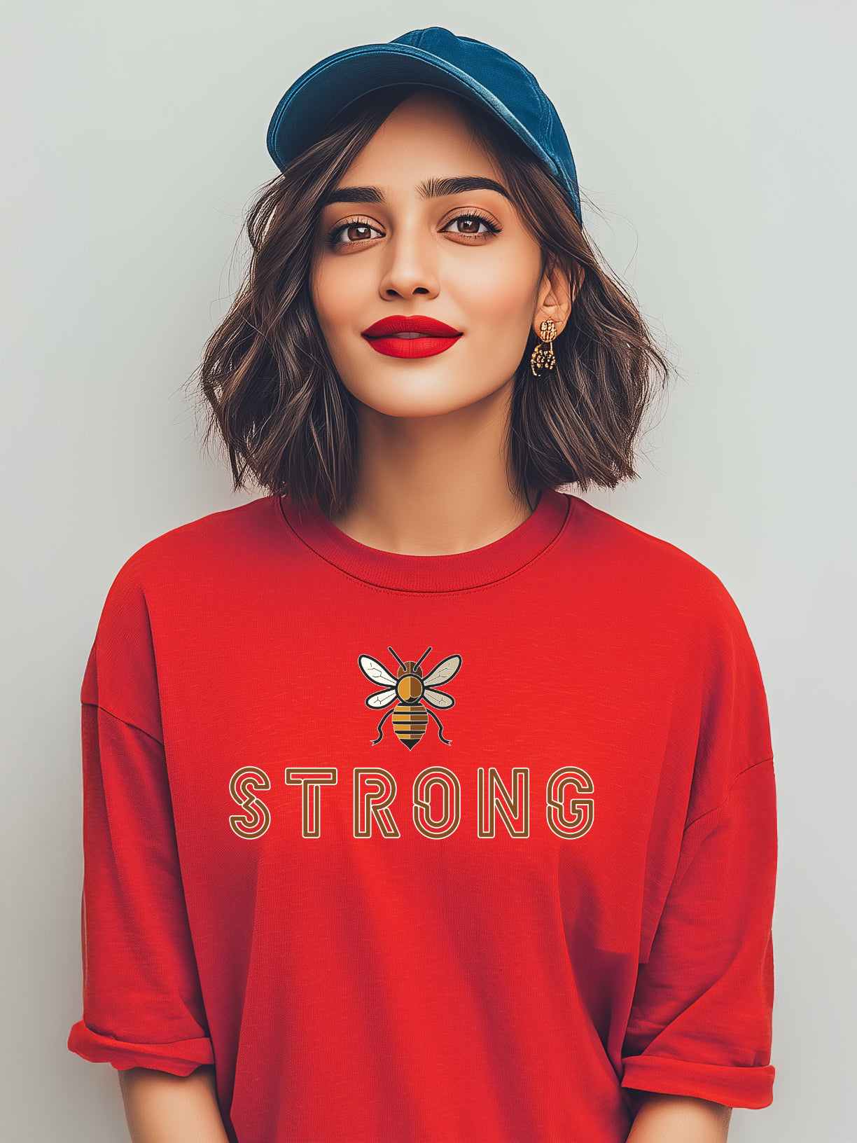 Empower Your Style with  Women's Cotton 'Be Strong' Oversized Tee