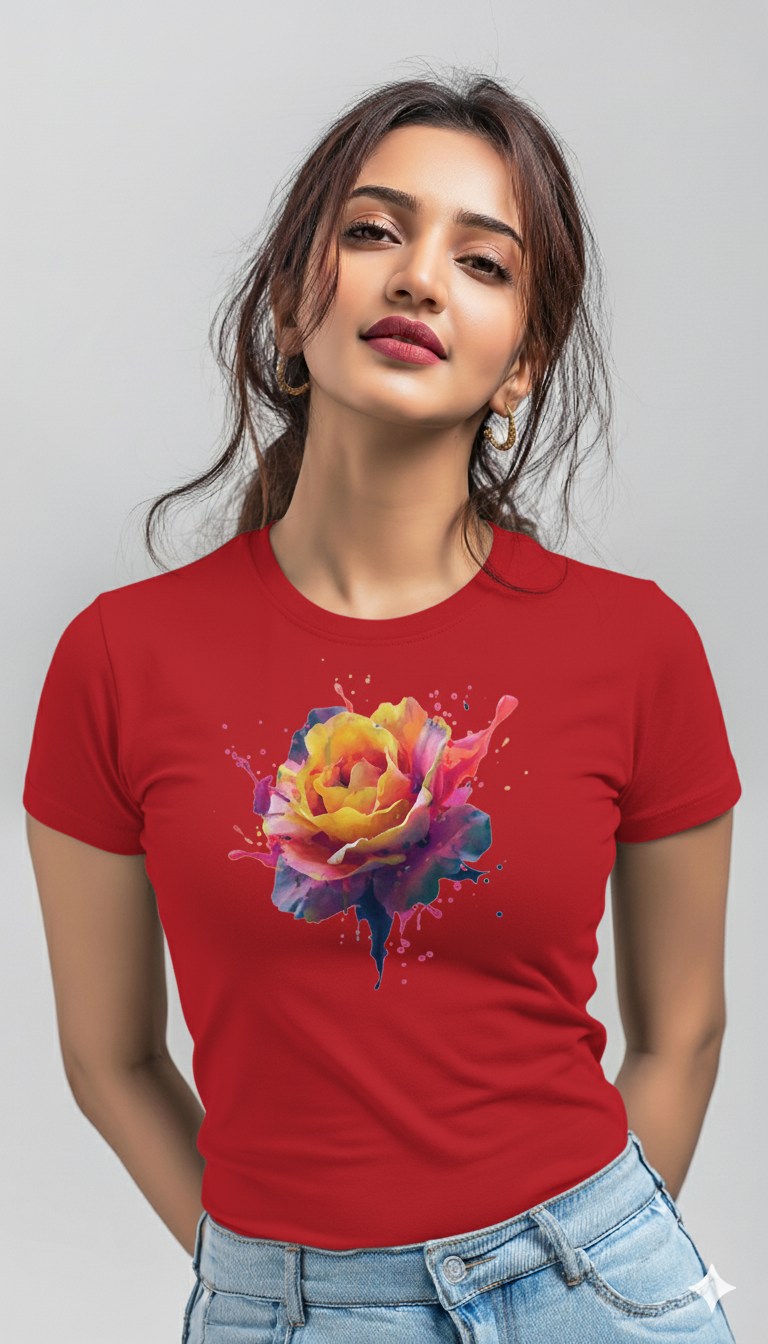 Bloom Burst – Cotton Round Neck T-Shirt