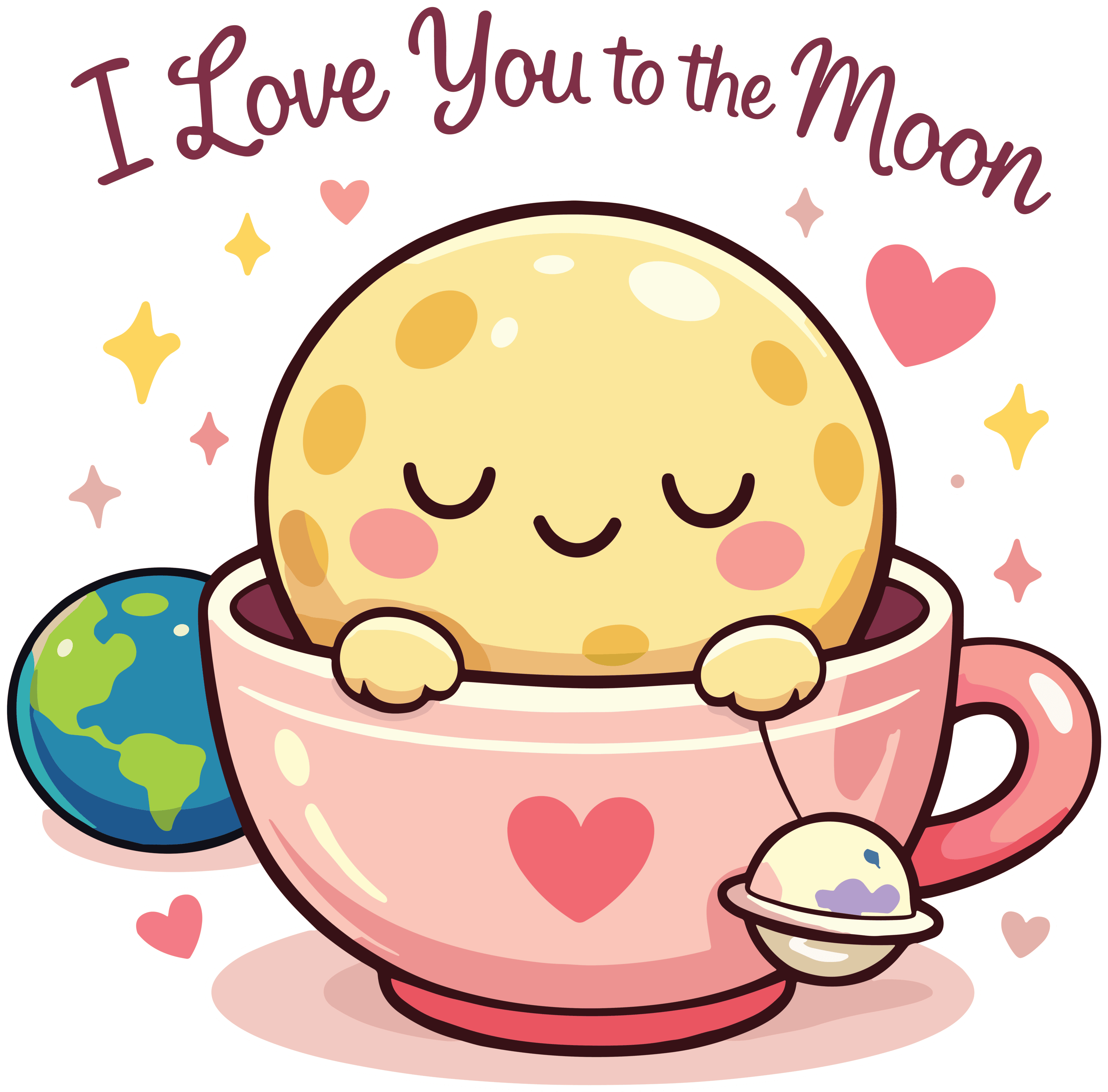 Valentine Special Couple Cotton Oversized T-Shirts – Moon & Earth Love Theme (Set of 2) - Storeily