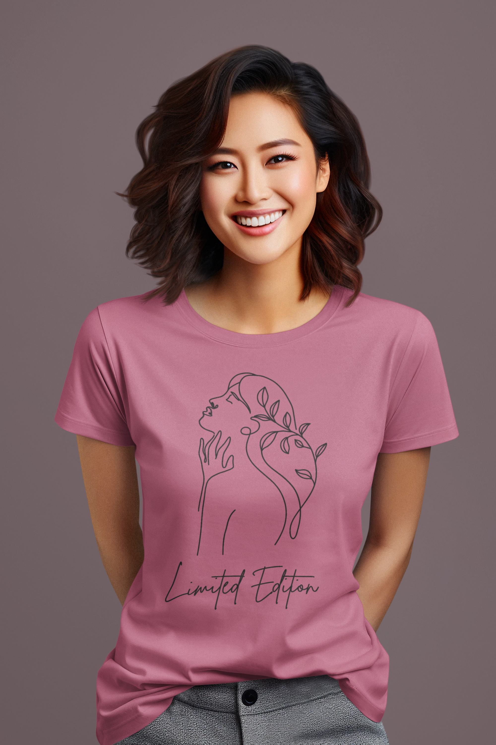 Women's  Limited Edition Cotton tshirt with Woman Outline Design