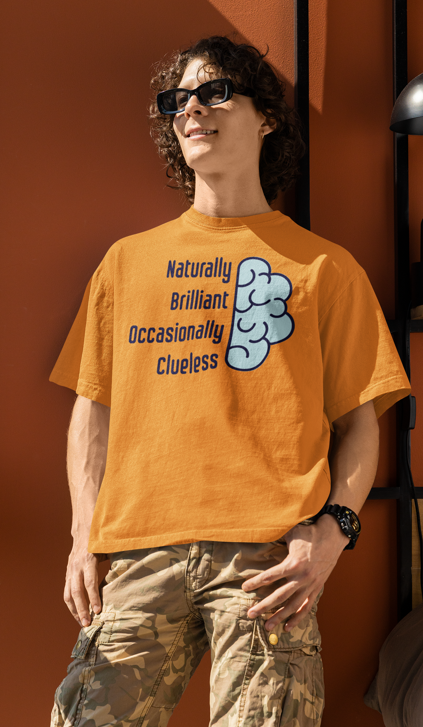 'Naturally Brilliant Occasionally Clueless' Men's Cotton Oversized Tee| Storeily