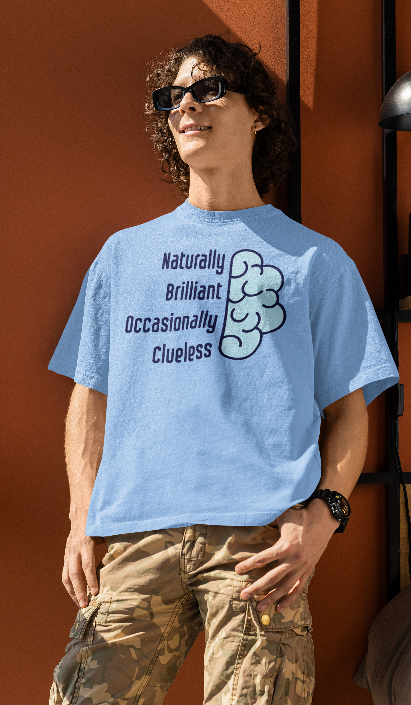 'Naturally Brilliant Occasionally Clueless' Men's Cotton Oversized Tee| Storeily