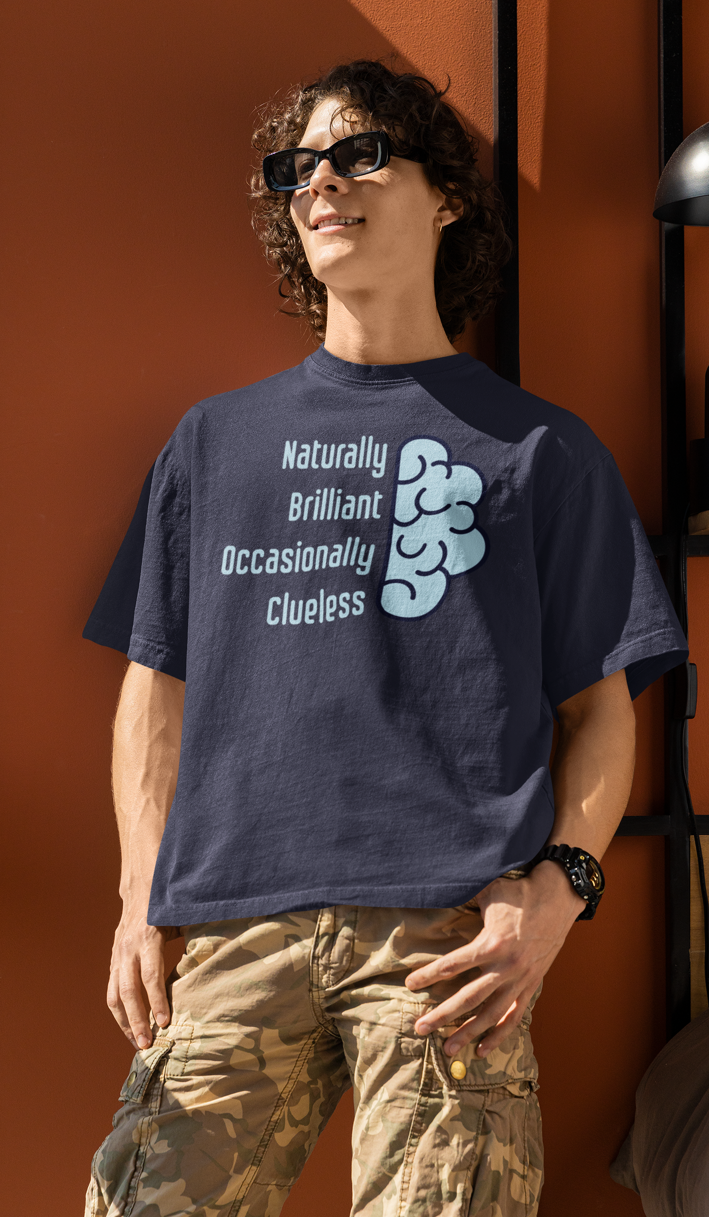 'Naturally Brilliant Occasionally Clueless' Men's Cotton Oversized Tee| Storeily