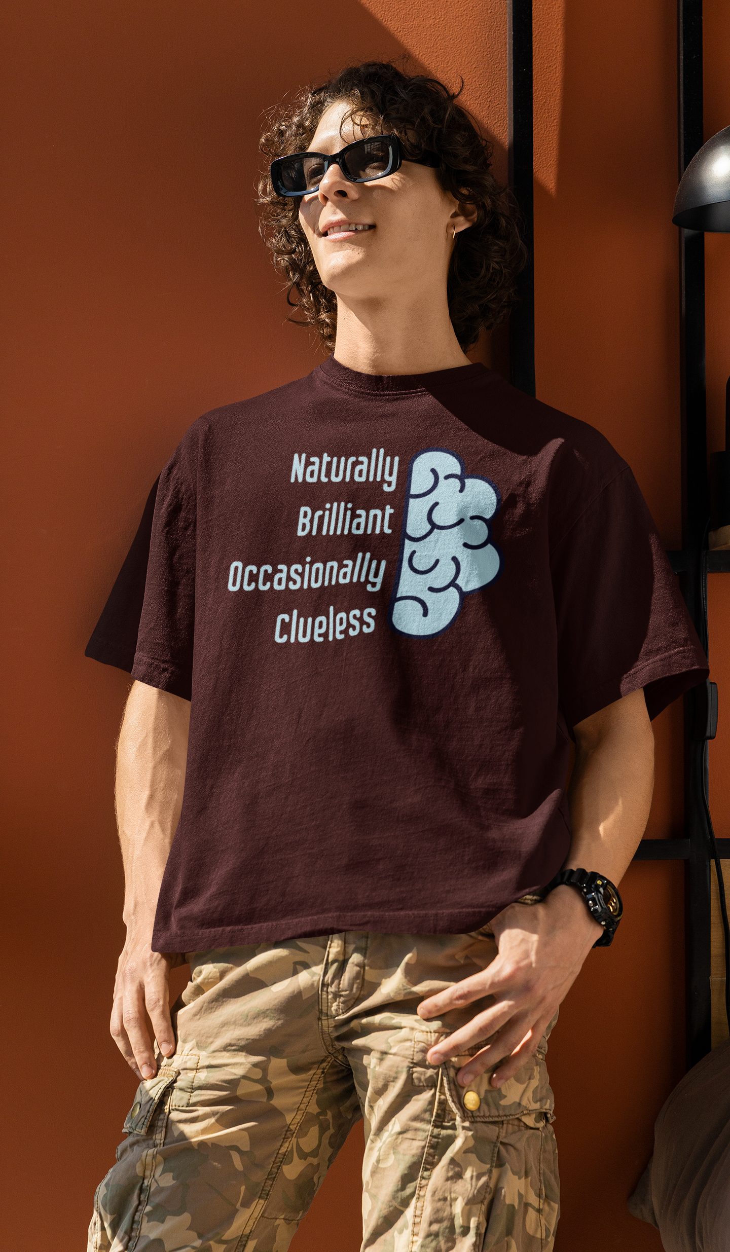 'Naturally Brilliant Occasionally Clueless' Men's Cotton Oversized Tee| Storeily