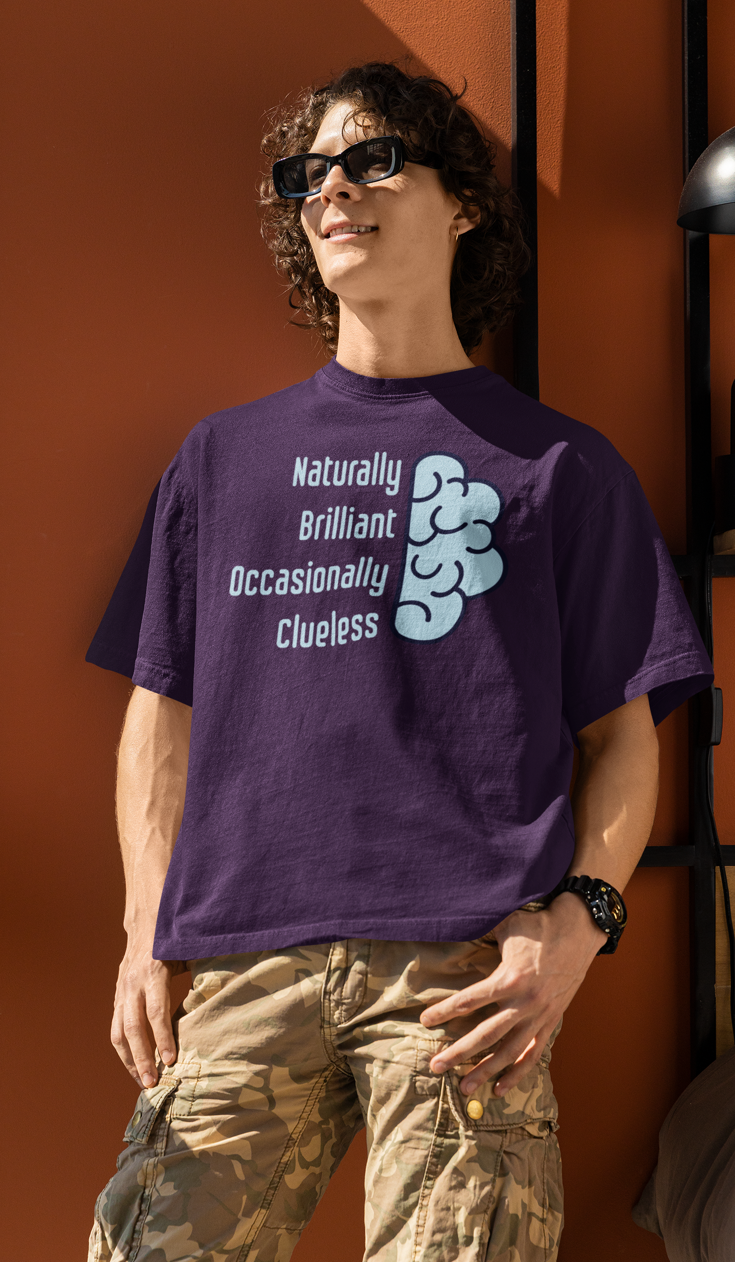 'Naturally Brilliant Occasionally Clueless' Men's Cotton Oversized Tee| Storeily