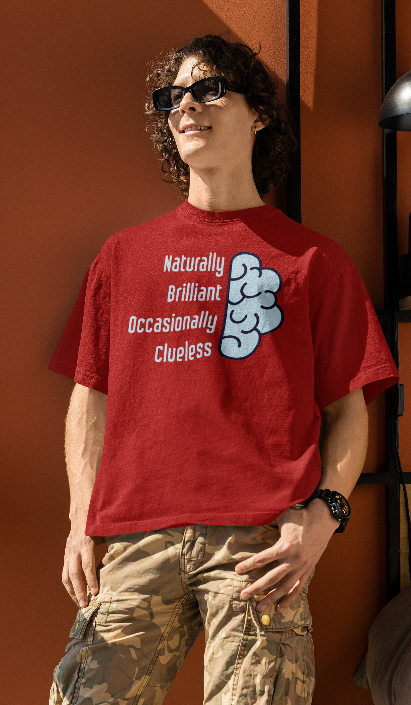 'Naturally Brilliant Occasionally Clueless' Men's Cotton Oversized Tee| Storeily