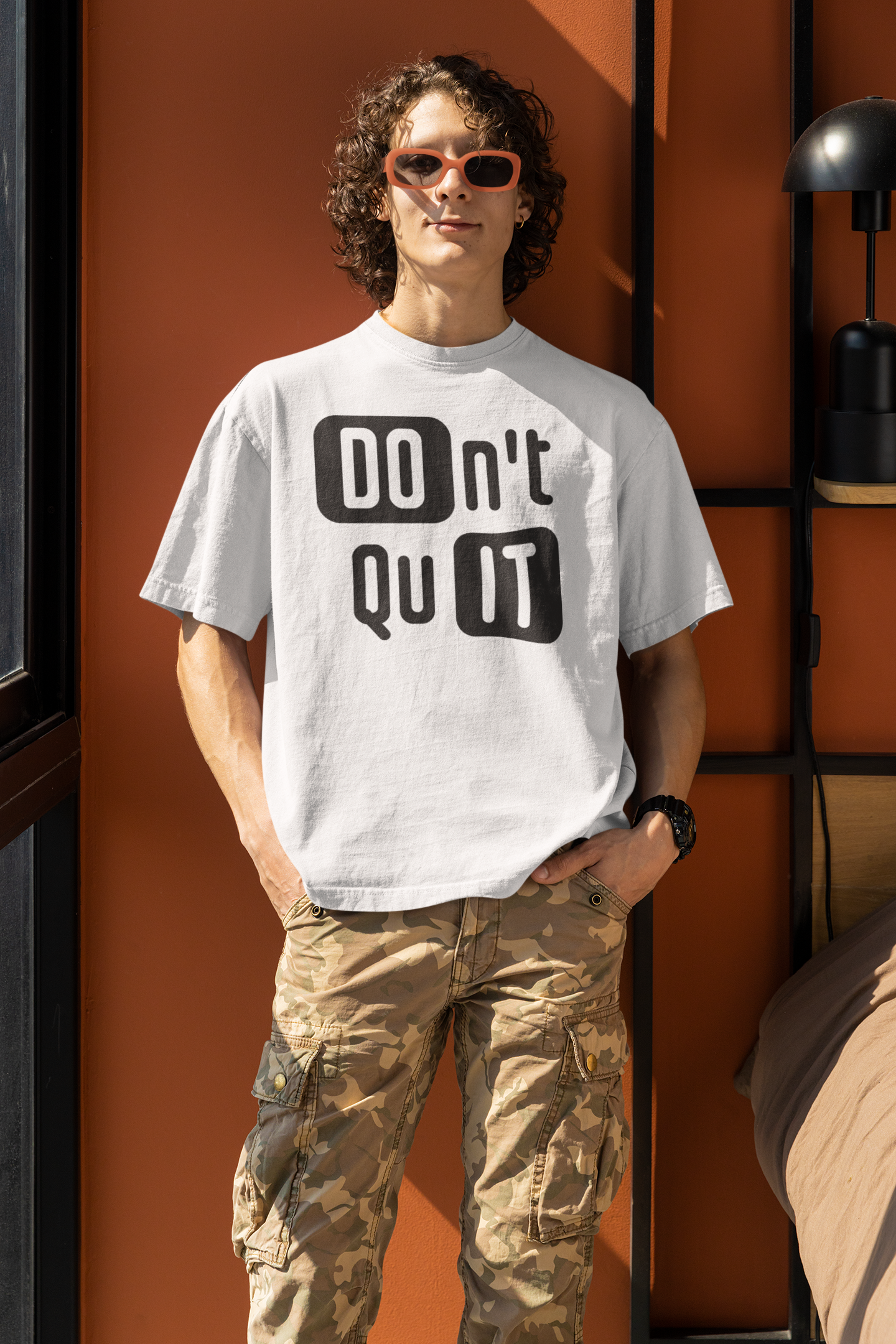 Don't Quit" Cotton Oversized Men's Tee - Comfortable & Stylish