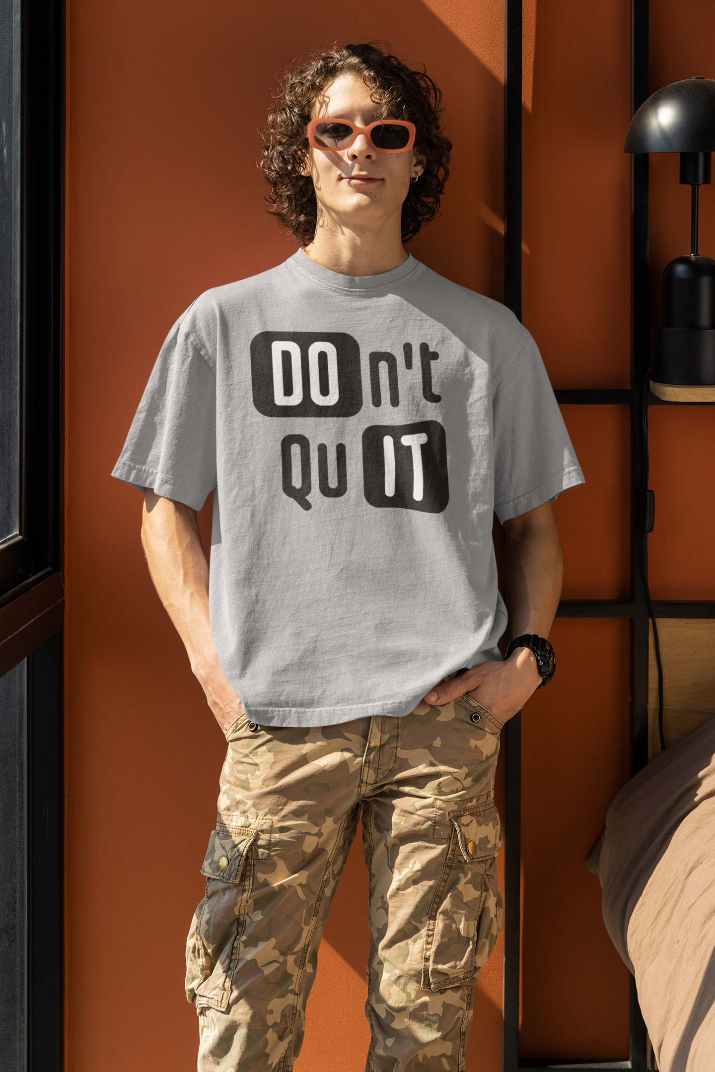 Don't Quit" Cotton Oversized Men's Tee - Comfortable & Stylish