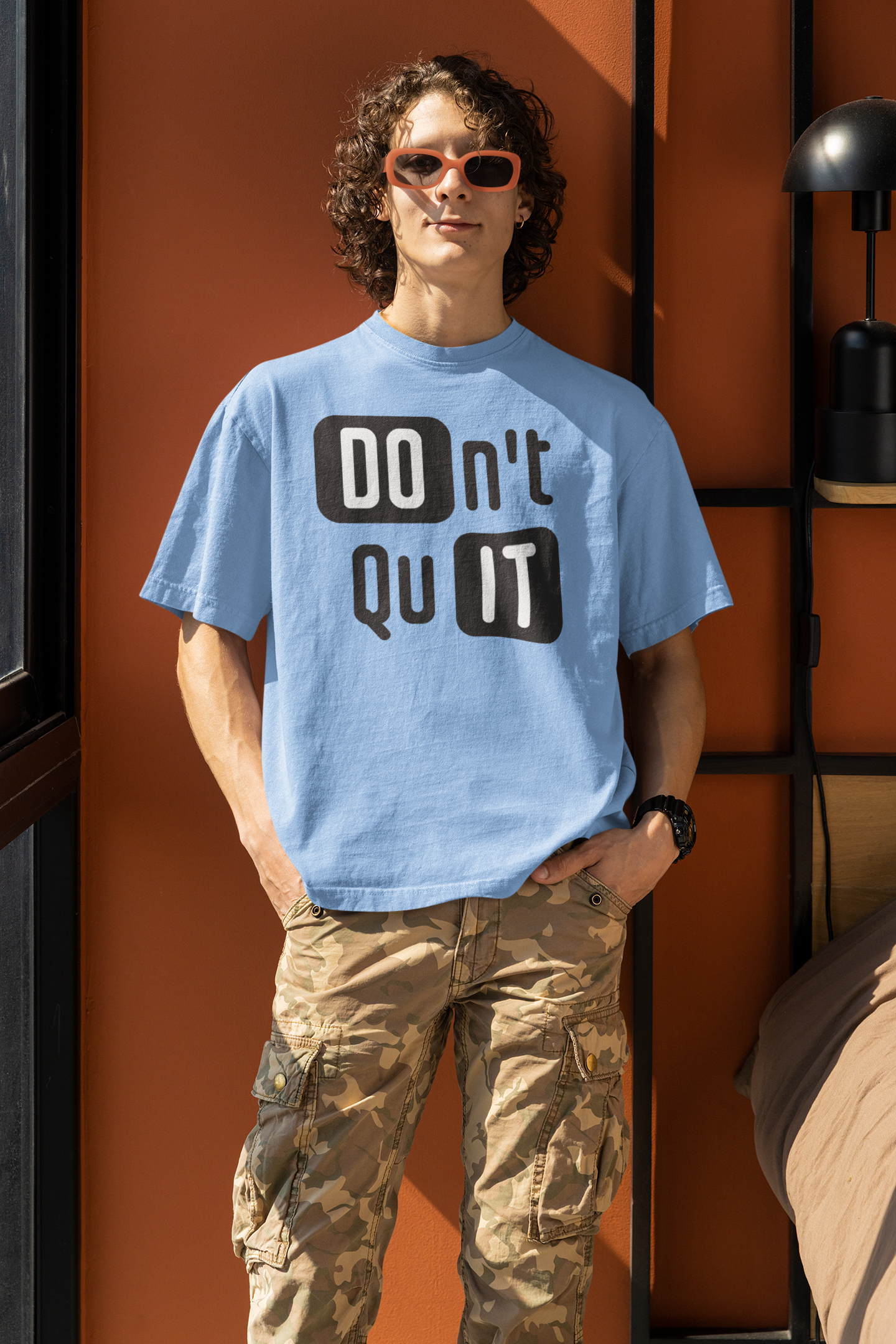 Don't Quit" Cotton Oversized Men's Tee - Comfortable & Stylish