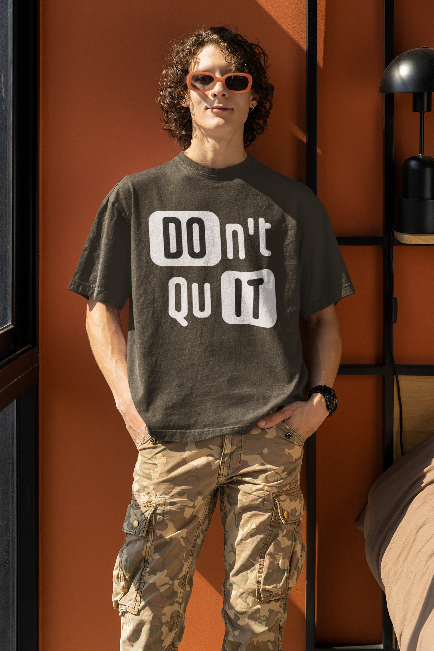 Don't Quit" Cotton Oversized Men's Tee - Comfortable & Stylish