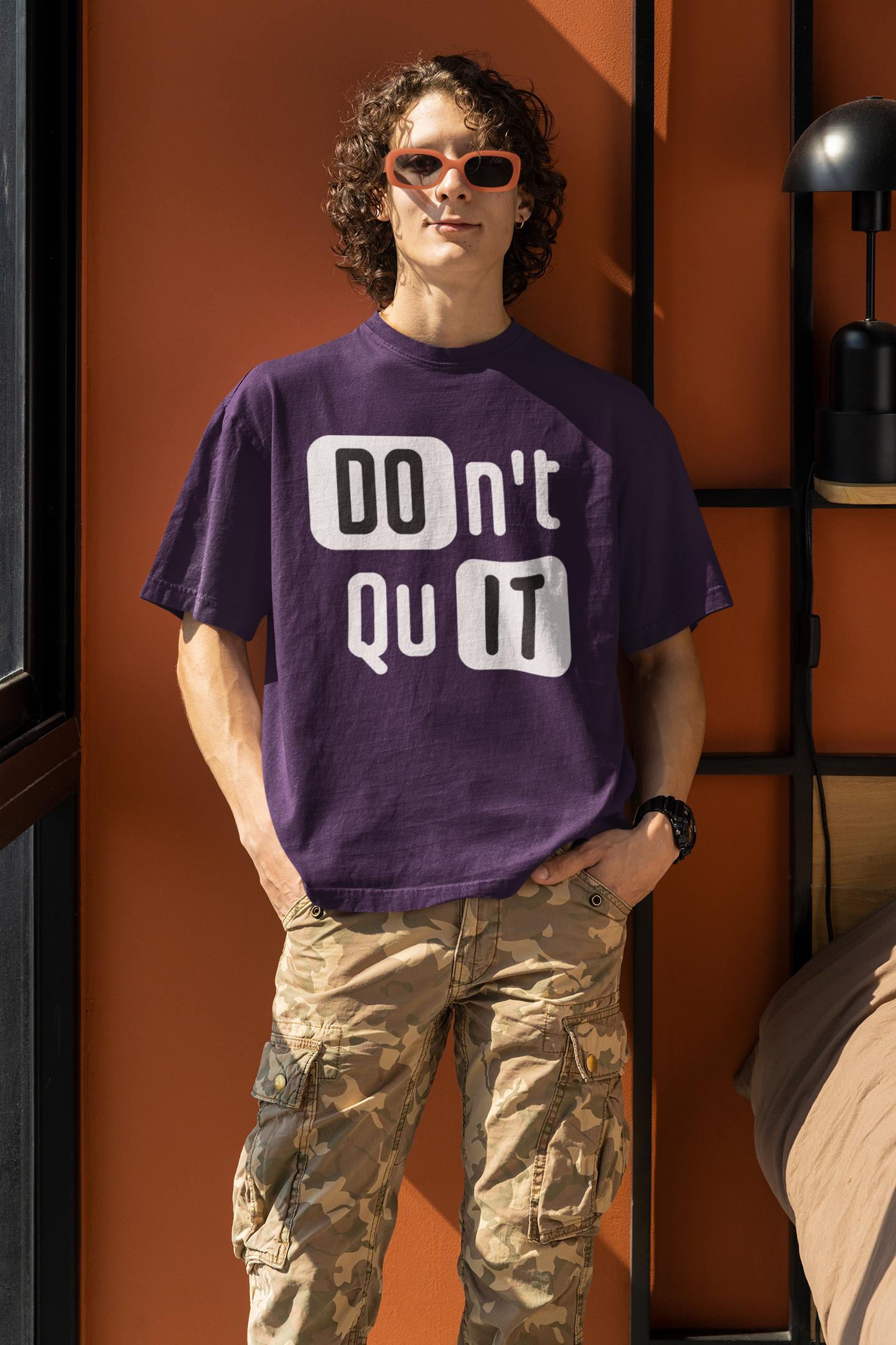 Don't Quit" Cotton Oversized Men's Tee - Comfortable & Stylish