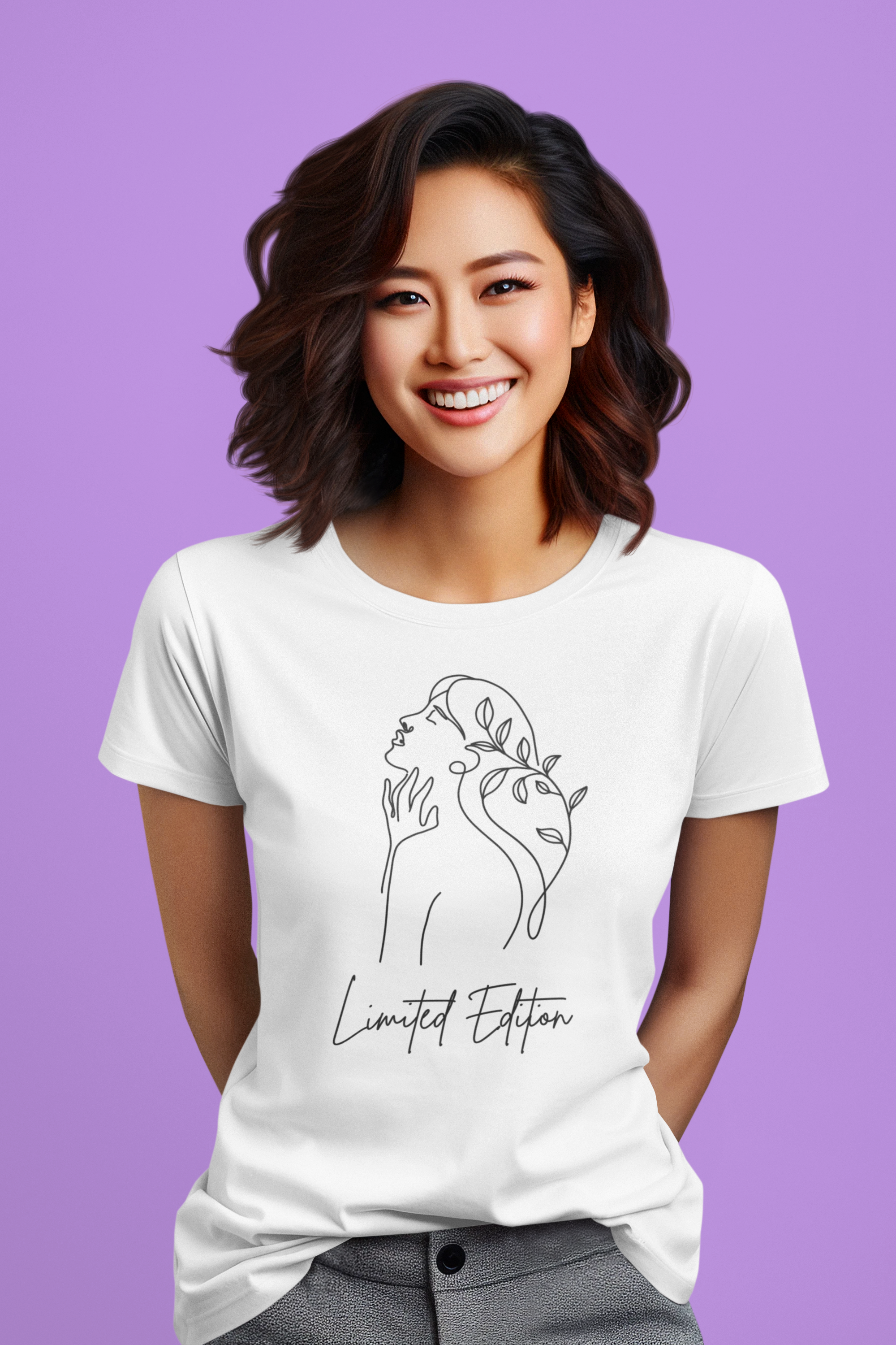 Women's  Limited Edition Cotton tshirt with Woman Outline Design