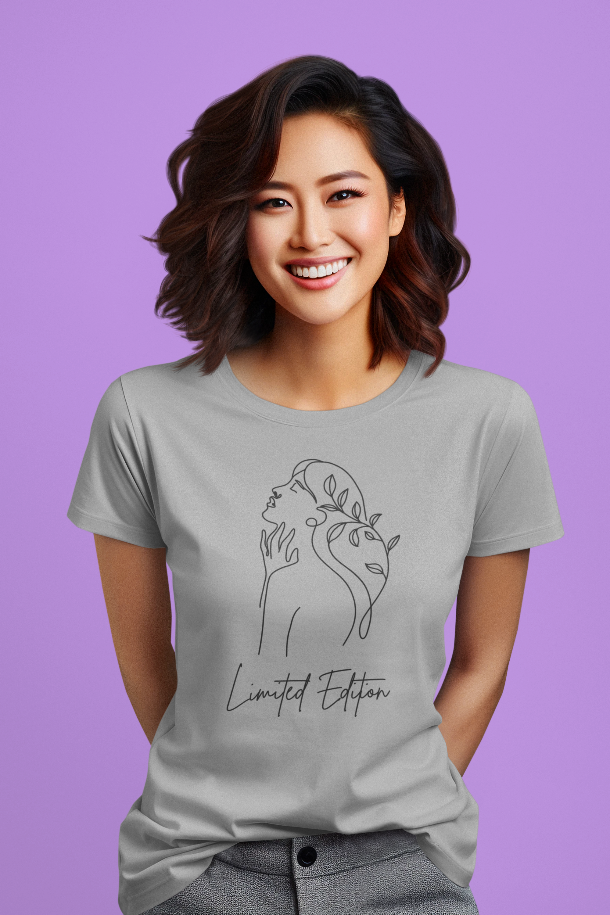 Women's  Limited Edition Cotton tshirt with Woman Outline Design