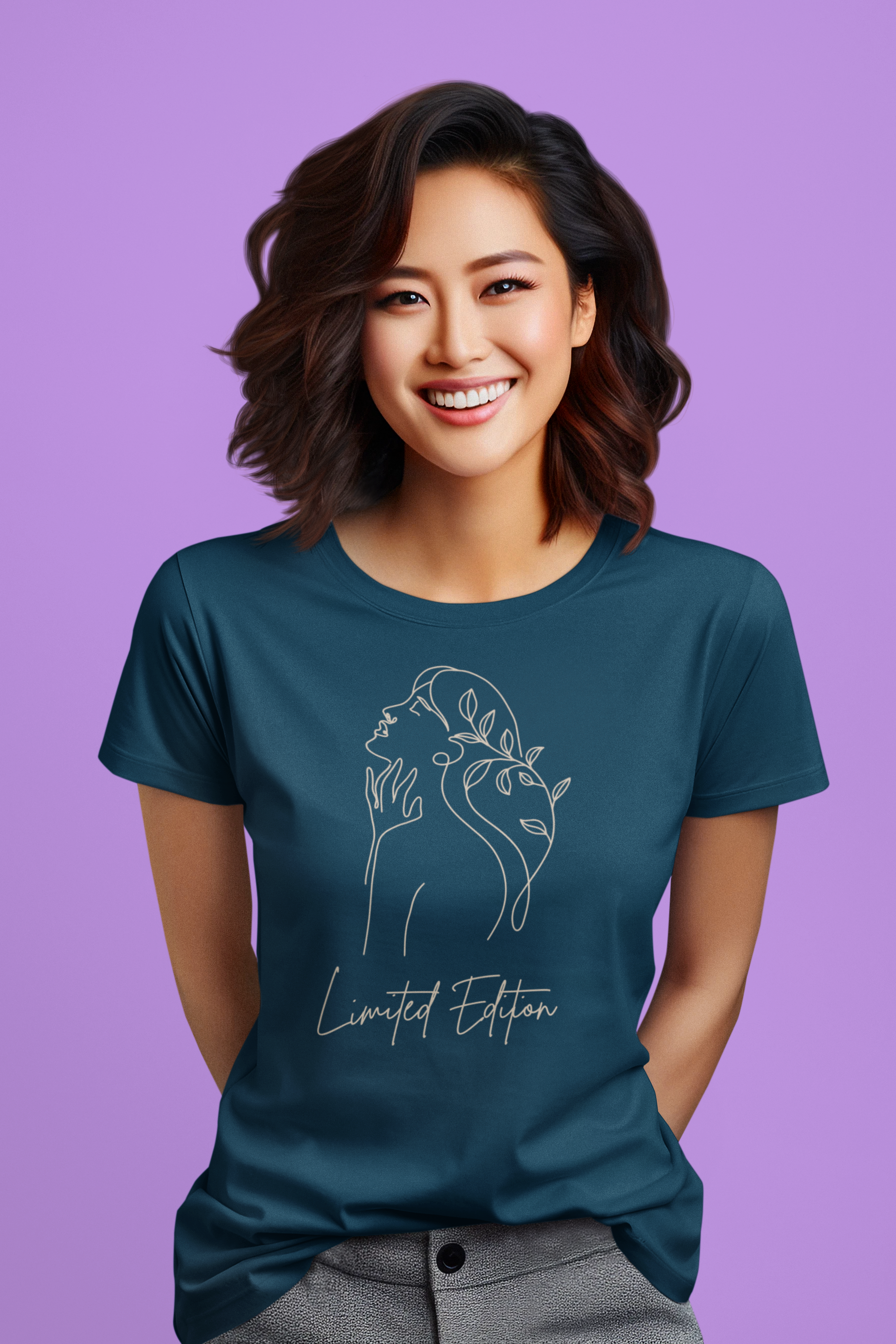 Women's  Limited Edition Cotton tshirt with Woman Outline Design