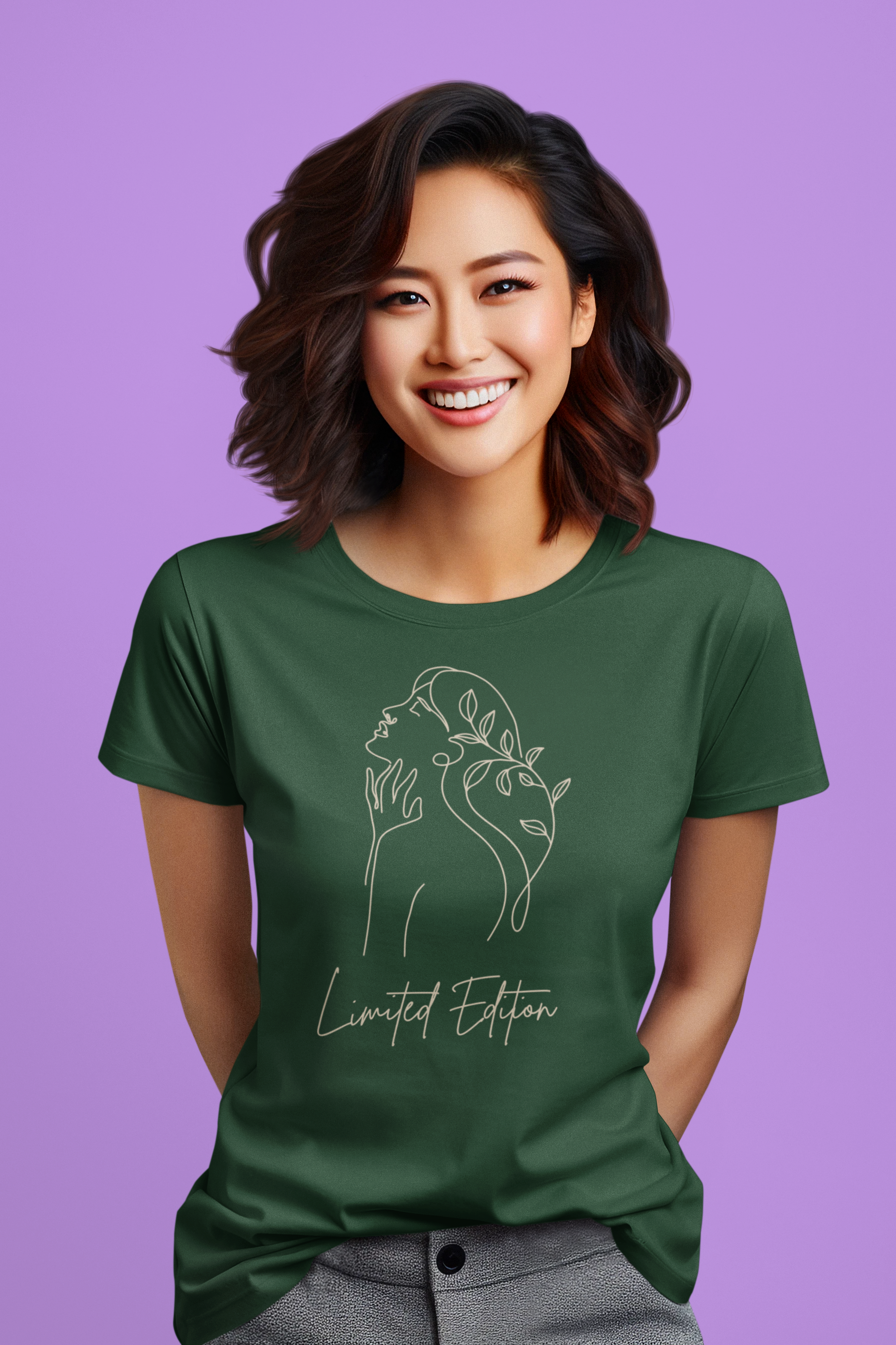 Women's  Limited Edition Cotton tshirt with Woman Outline Design