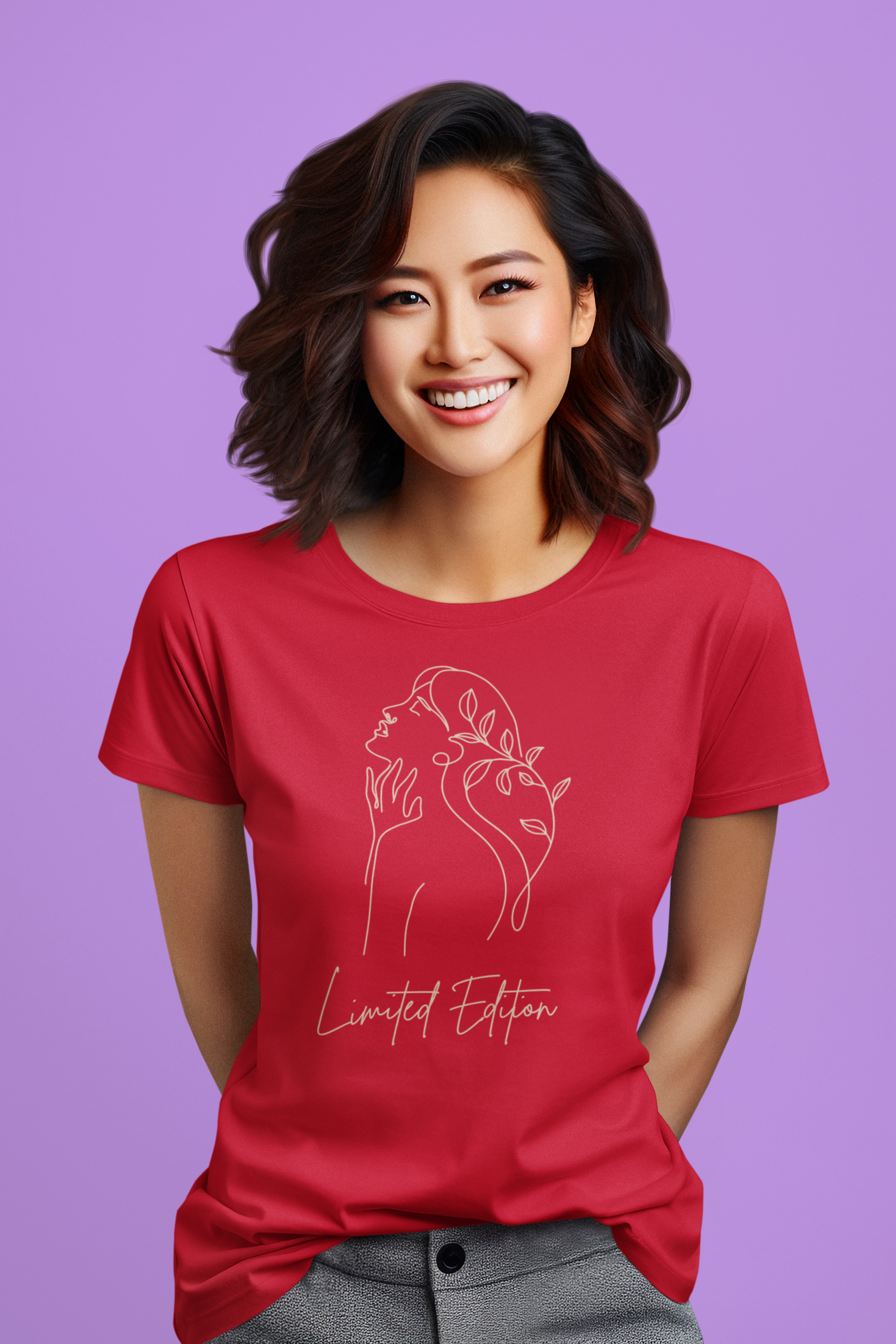 Women's  Limited Edition Cotton tshirt with Woman Outline Design