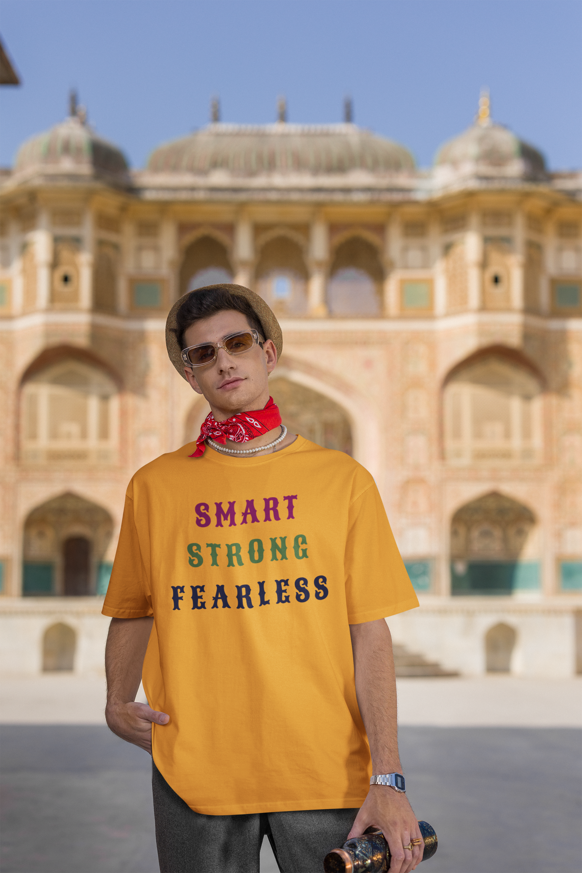 Men's 'Smart Strong Fearless' Cotton Oversized T-Shirt| Storeily