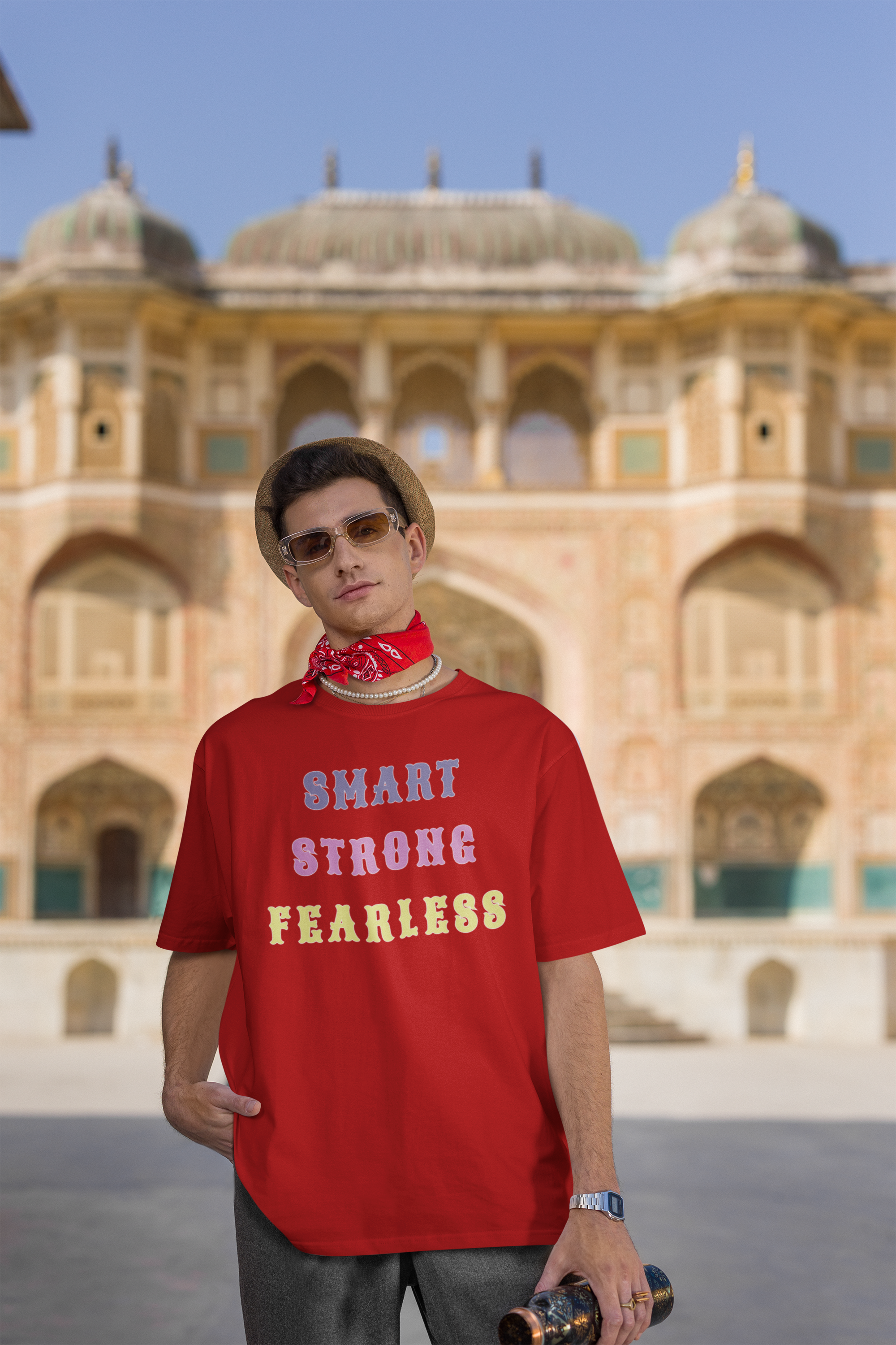 Men's 'Smart Strong Fearless' Cotton Oversized T-Shirt| Storeily