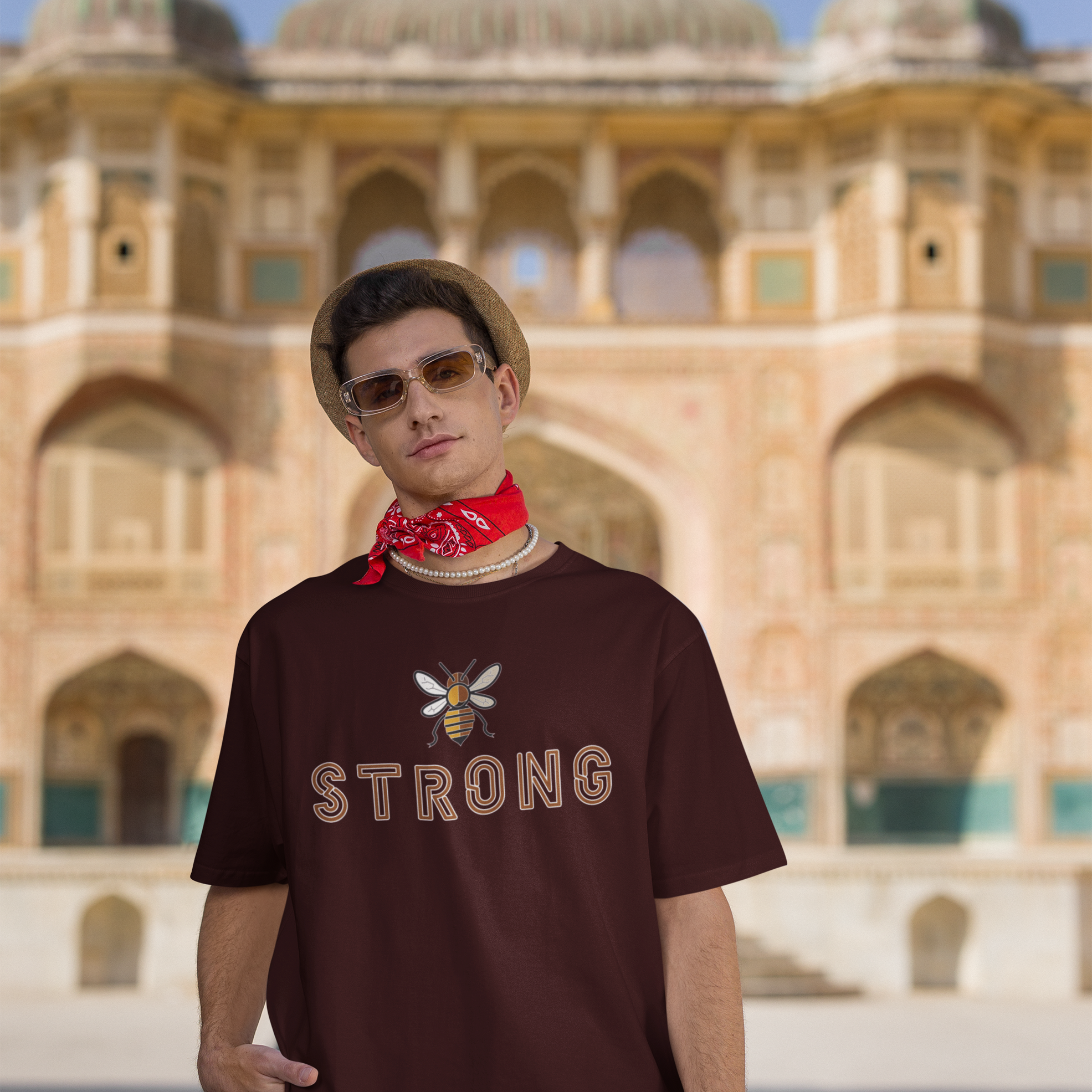 Men's Cotton Oversized T-Shirt with "Be Strong" Design|Storeily