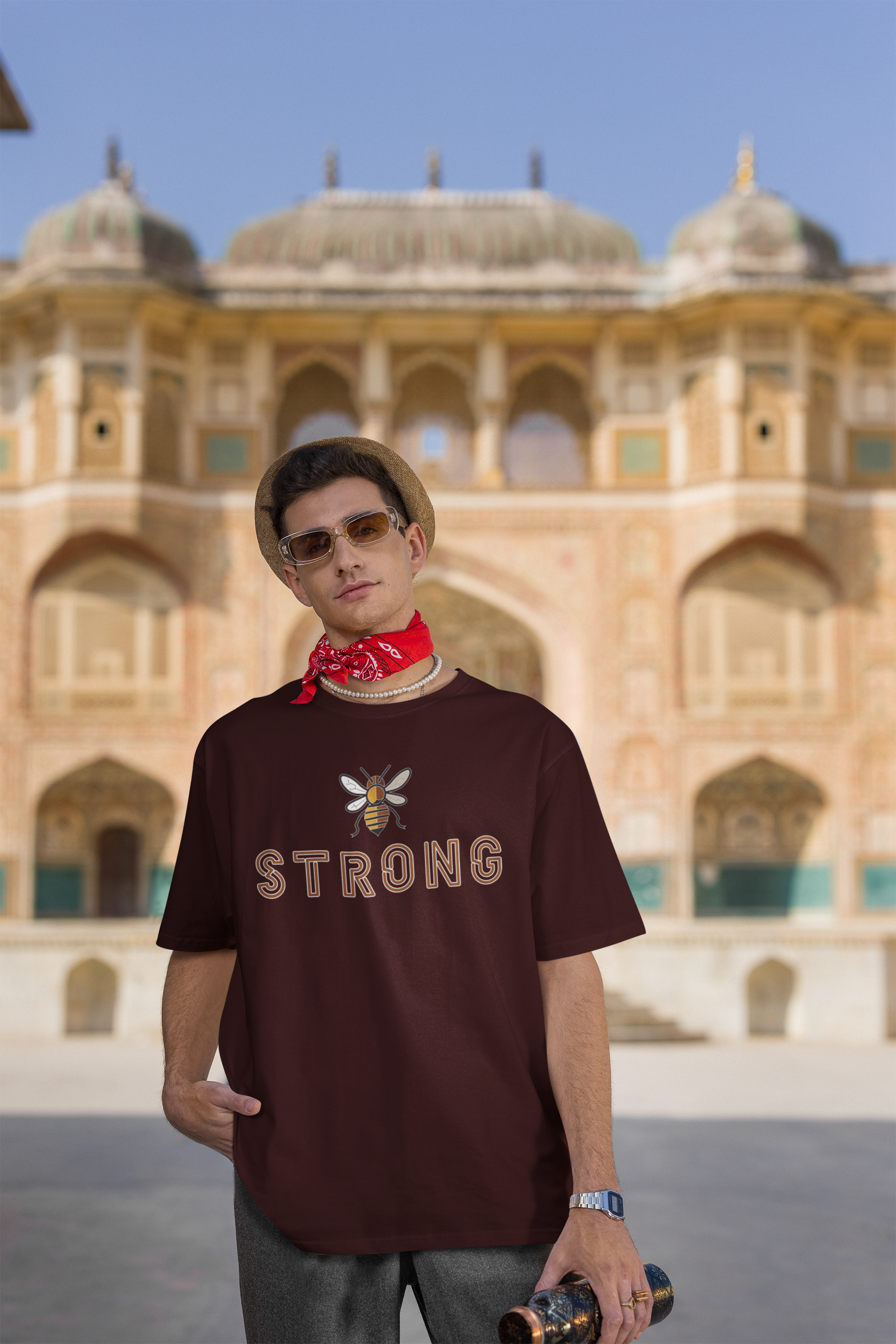 Men's Cotton Oversized T-Shirt with "Be Strong" Design|Storeily