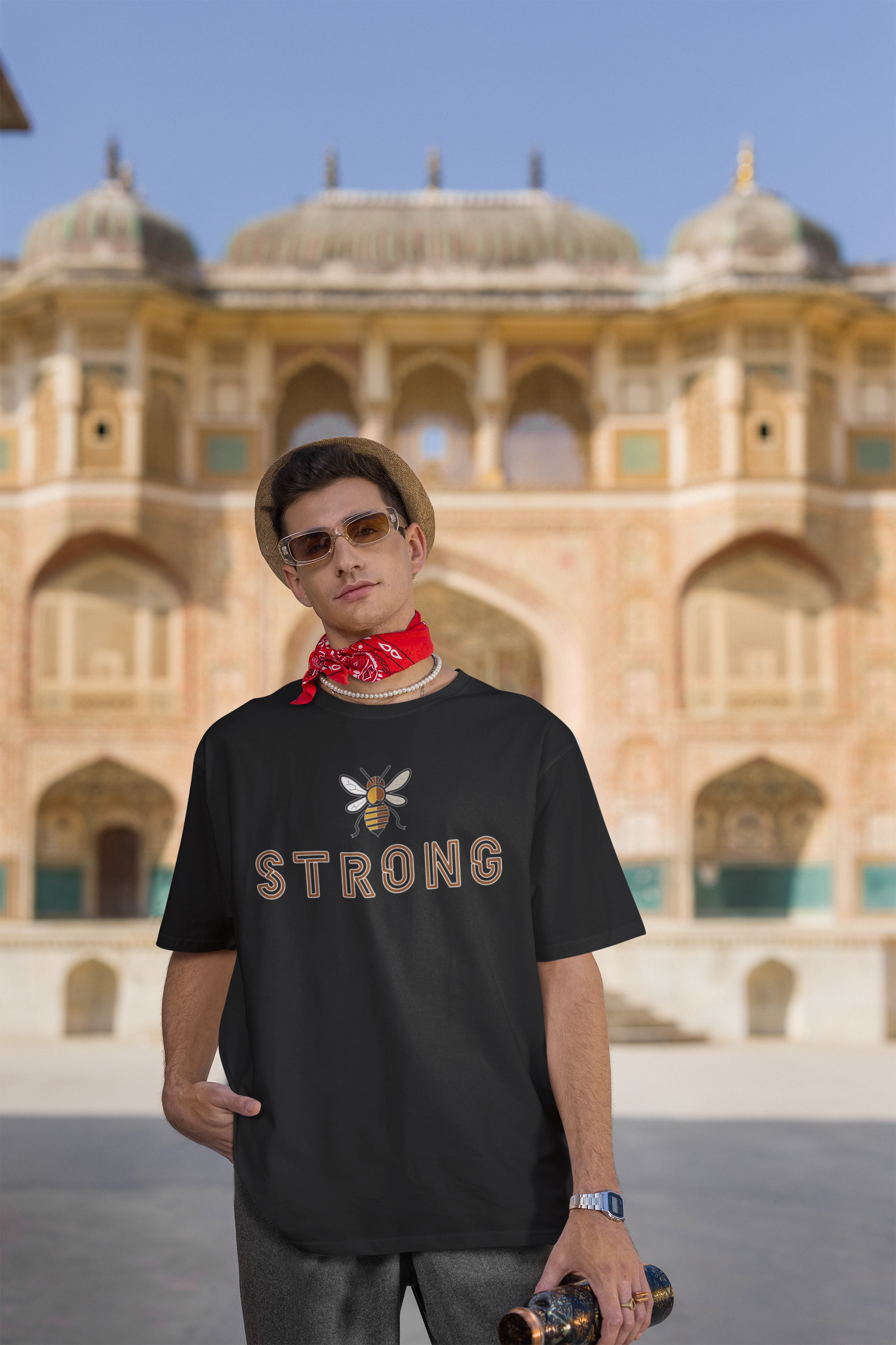 Men's Cotton Oversized T-Shirt with "Be Strong" Design|Storeily