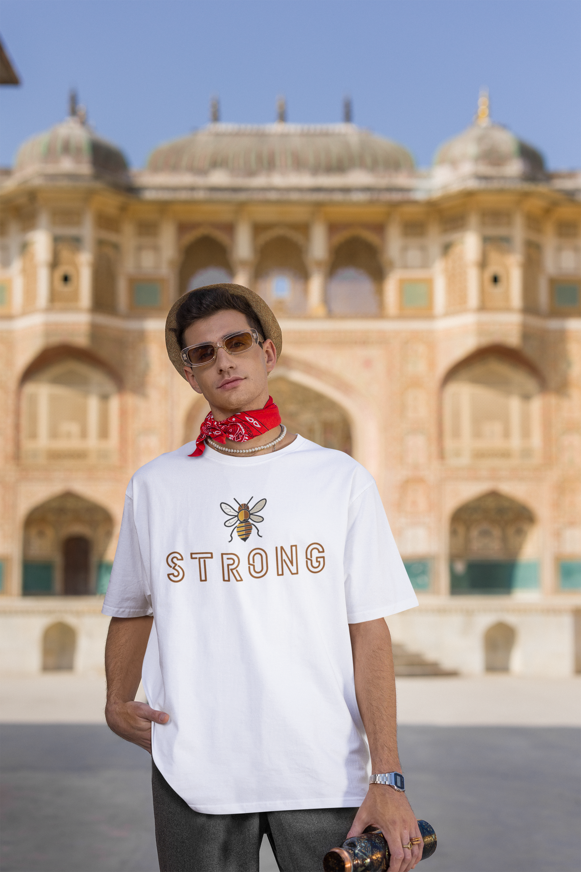 Men's Cotton Oversized T-Shirt with "Be Strong" Design|Storeily