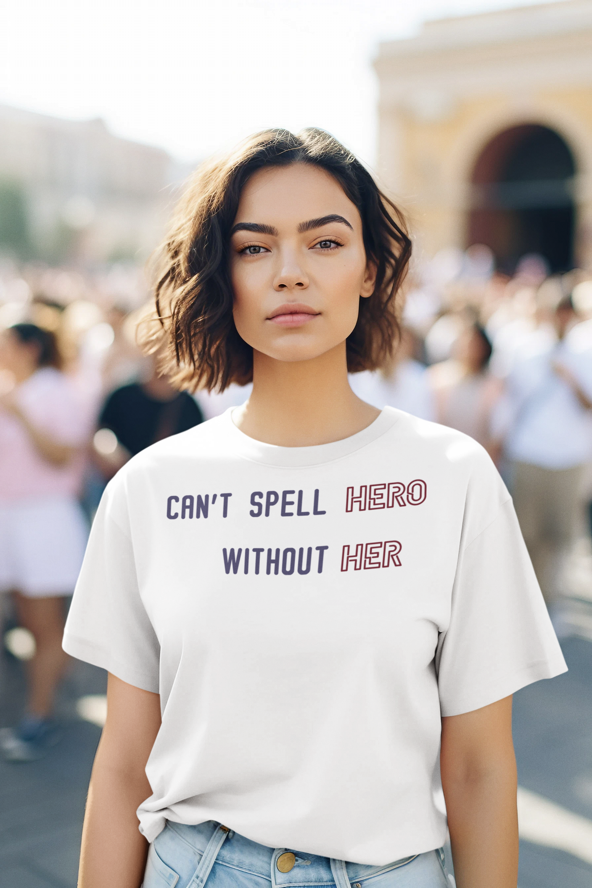 'Can't Spell Hero Without Her' Women's stylish T-Shirt