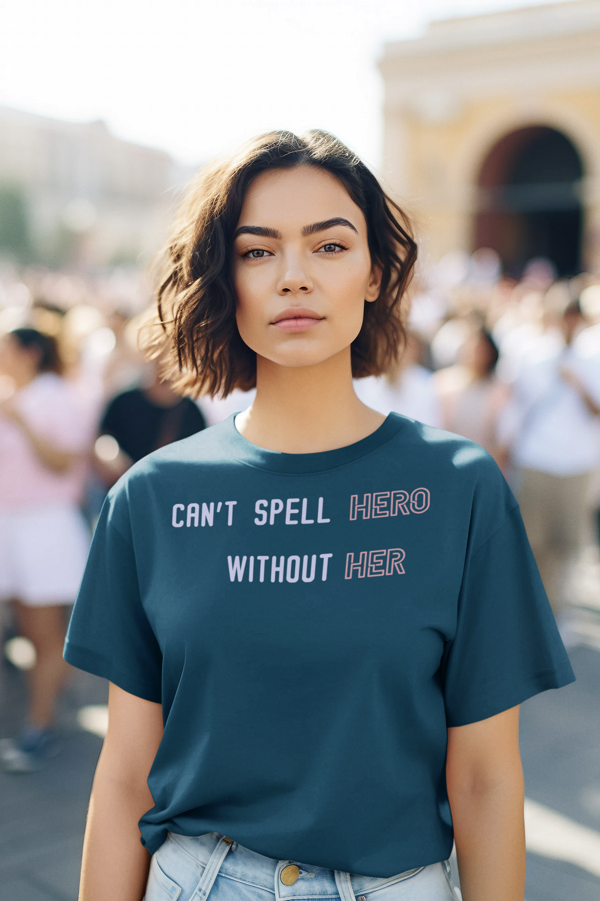 'Can't Spell Hero Without Her' Women's stylish T-Shirt