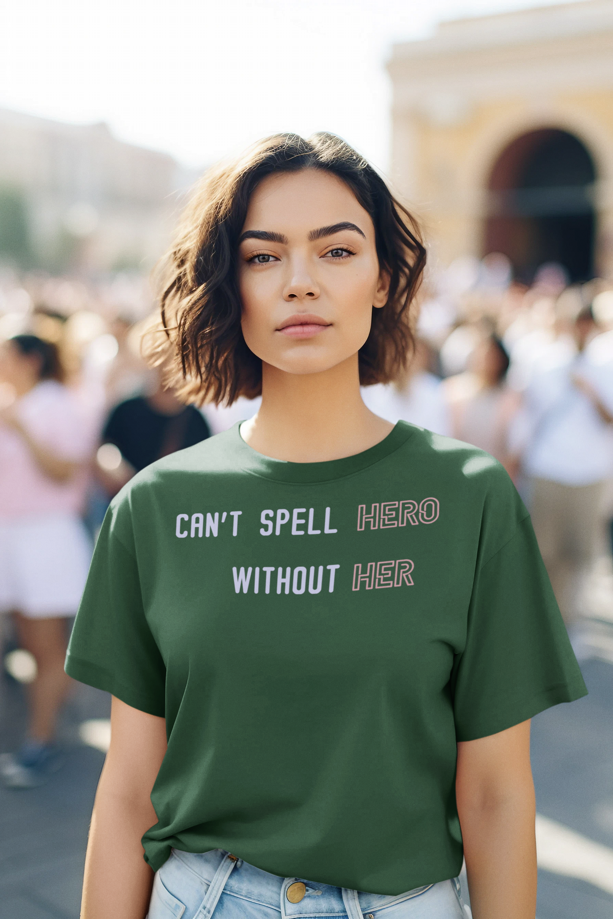 'Can't Spell Hero Without Her' Women's stylish T-Shirt