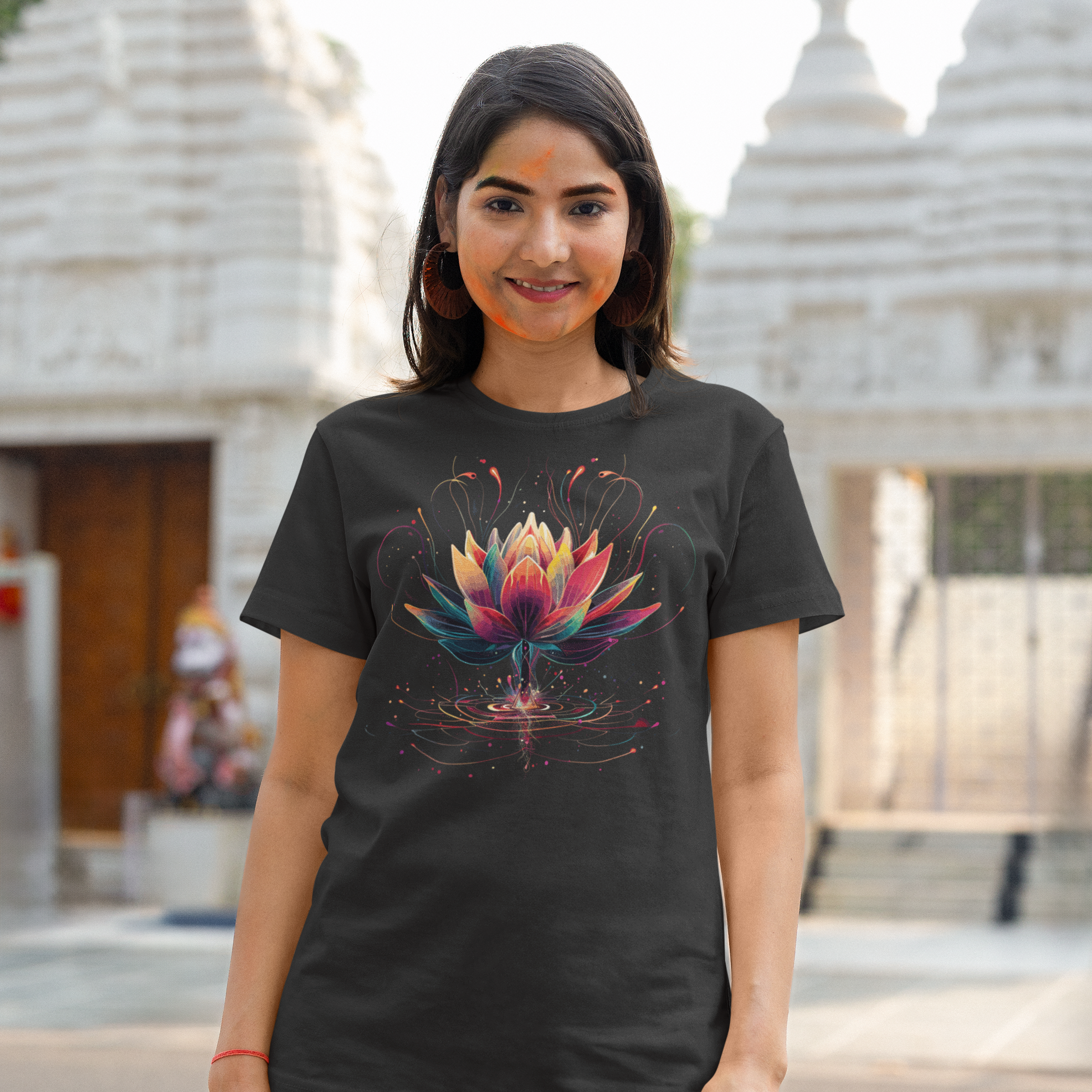 Blooming Lotus design Holi special t shirt for women| Storeily