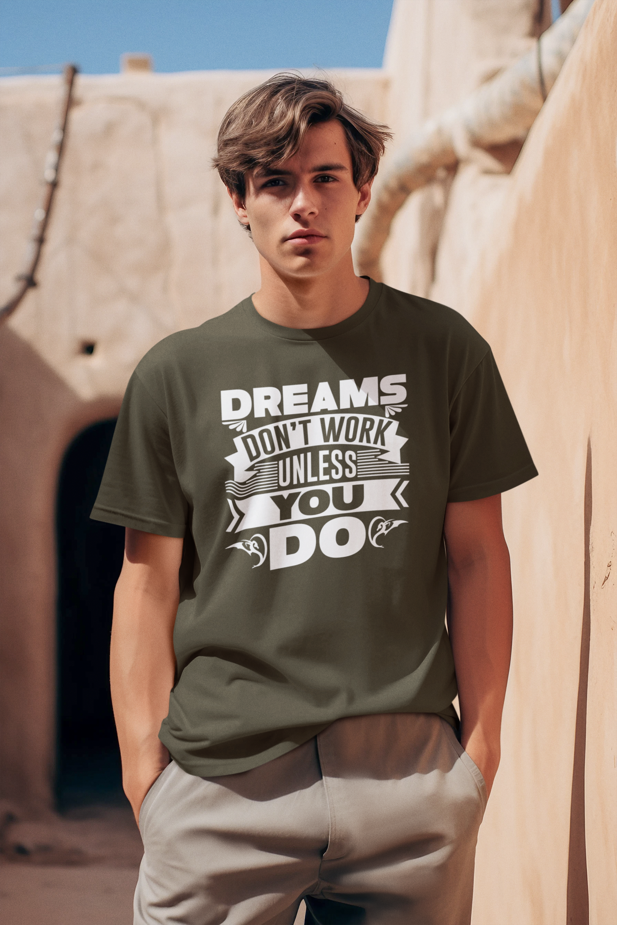 Dreams Don't Work Unless You Do - Men's Inspirational Oversized Tee