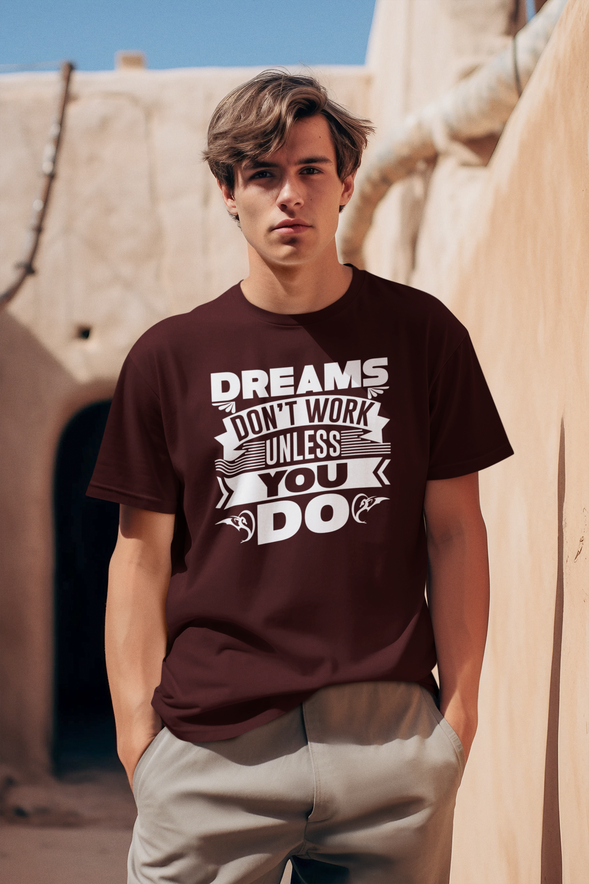 Dreams Don't Work Unless You Do - Men's Inspirational Oversized Tee