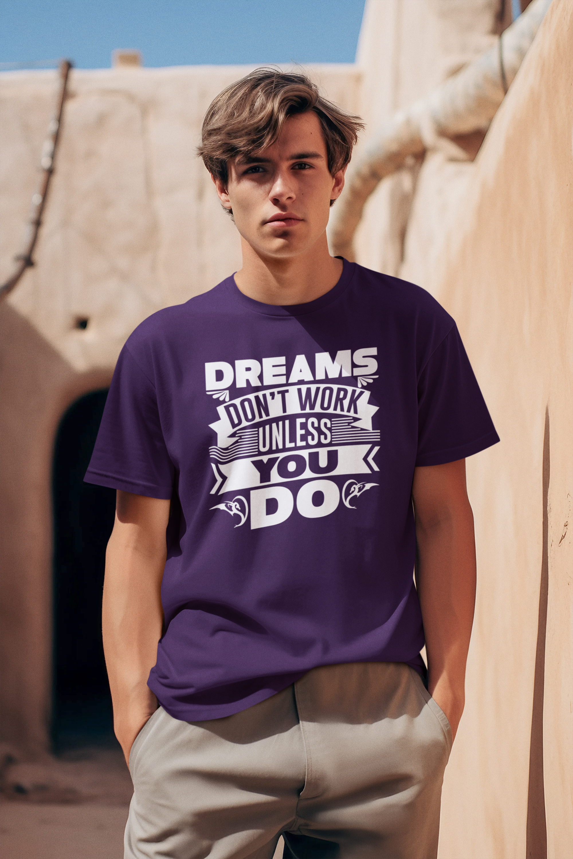 Dreams Don't Work Unless You Do - Men's Inspirational Oversized Tee