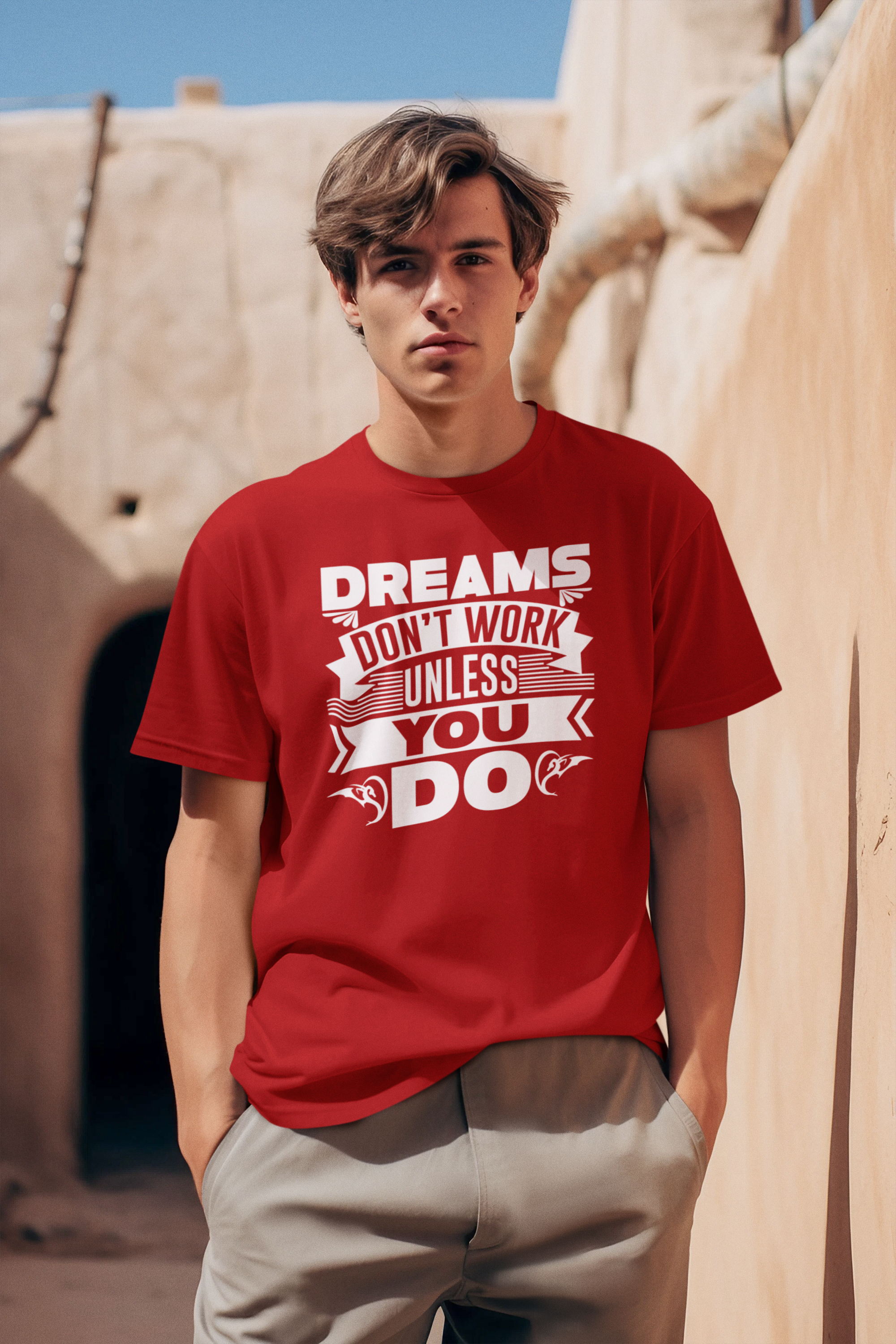 Dreams Don't Work Unless You Do - Men's Inspirational Oversized Tee