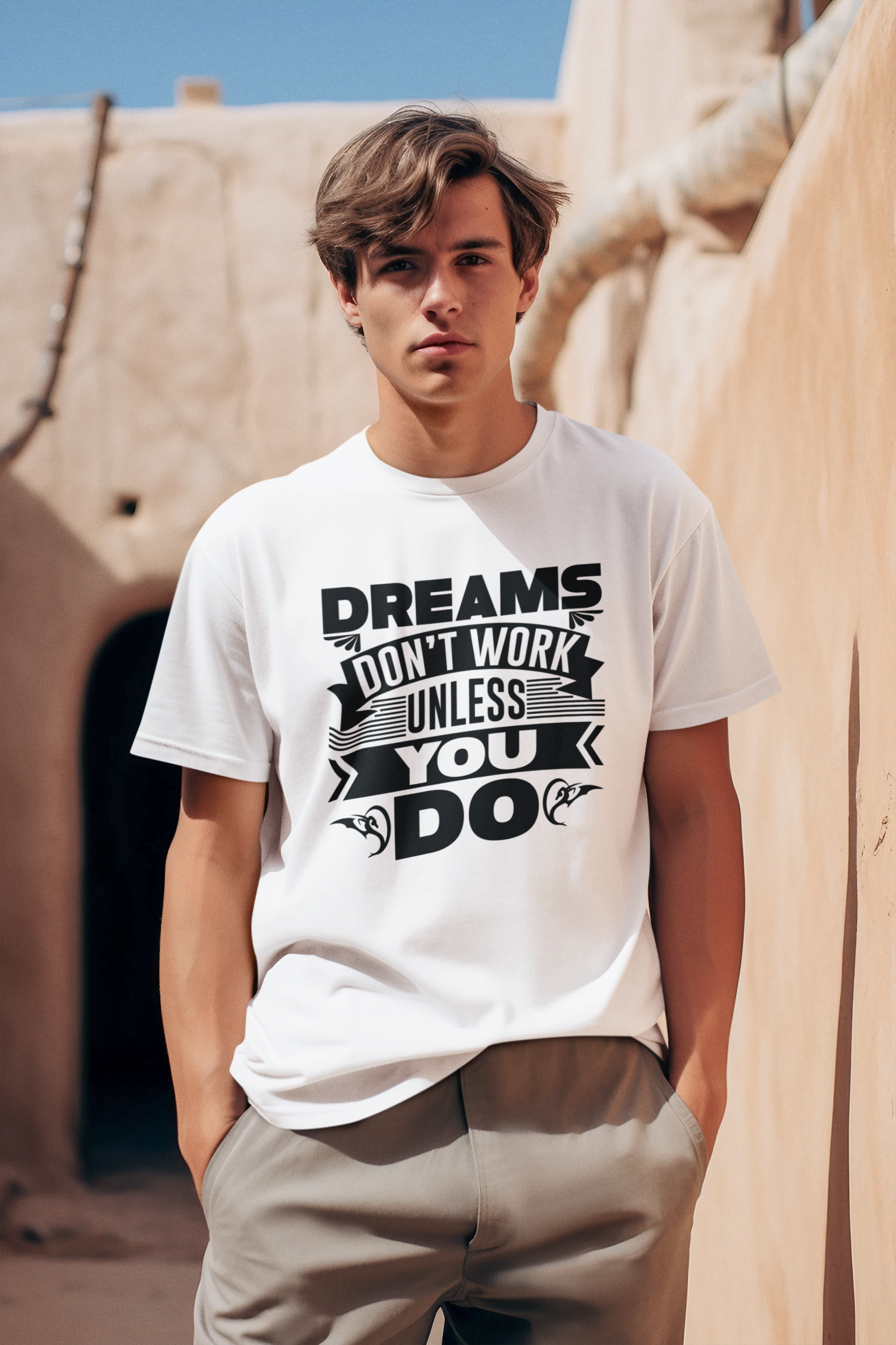 Dreams Don't Work Unless You Do - Men's Inspirational Oversized Tee