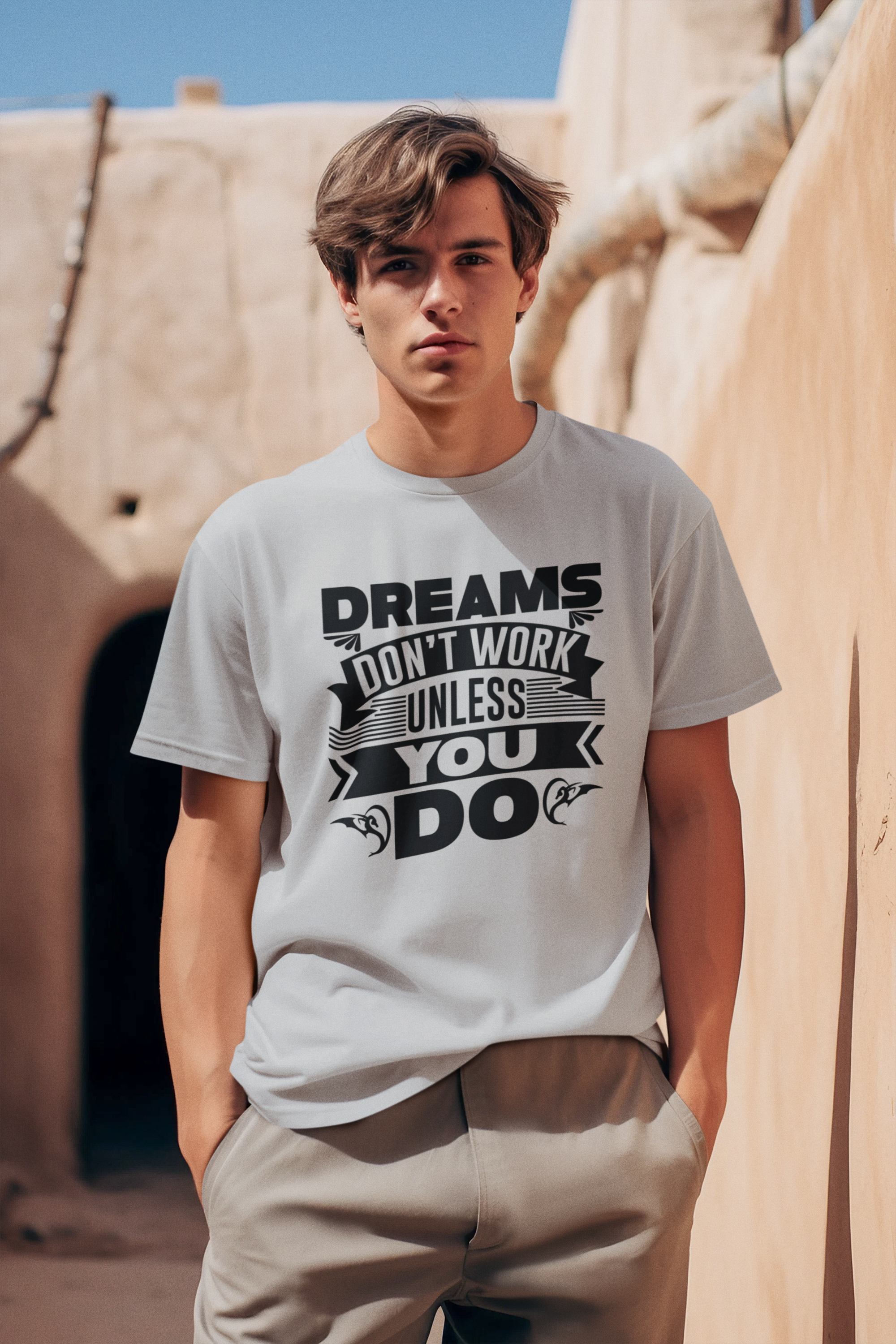 Dreams Don't Work Unless You Do - Men's Inspirational Oversized Tee