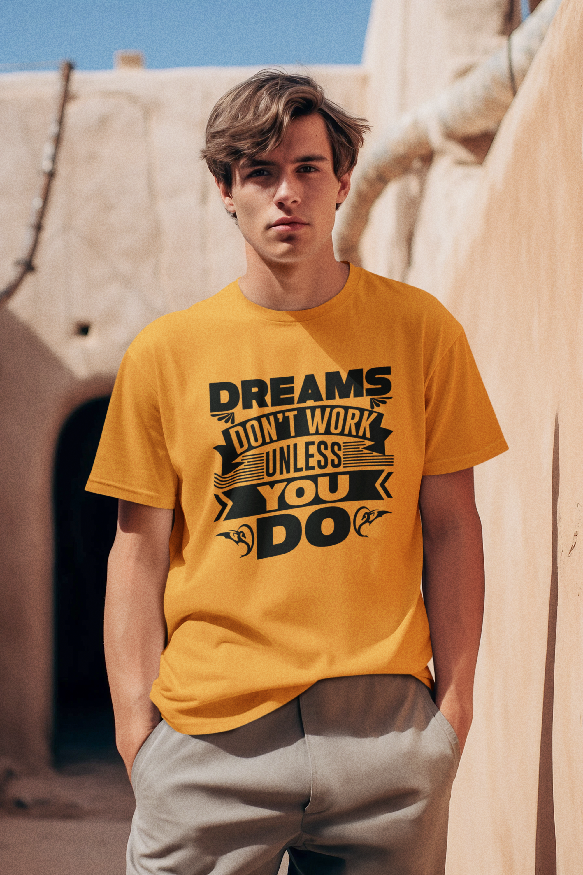 Dreams Don't Work Unless You Do - Men's Inspirational Oversized Tee