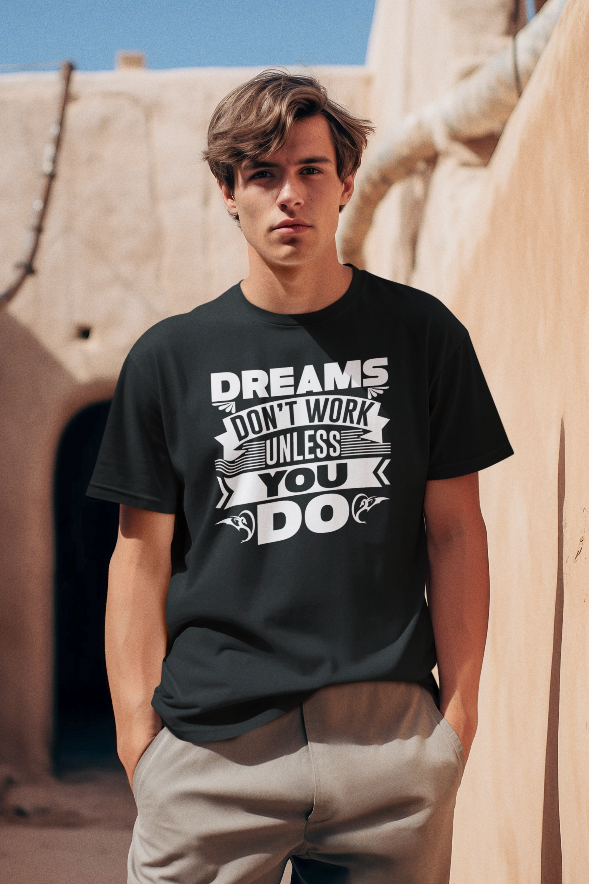 Dreams Don't Work Unless You Do - Men's Inspirational Oversized Tee