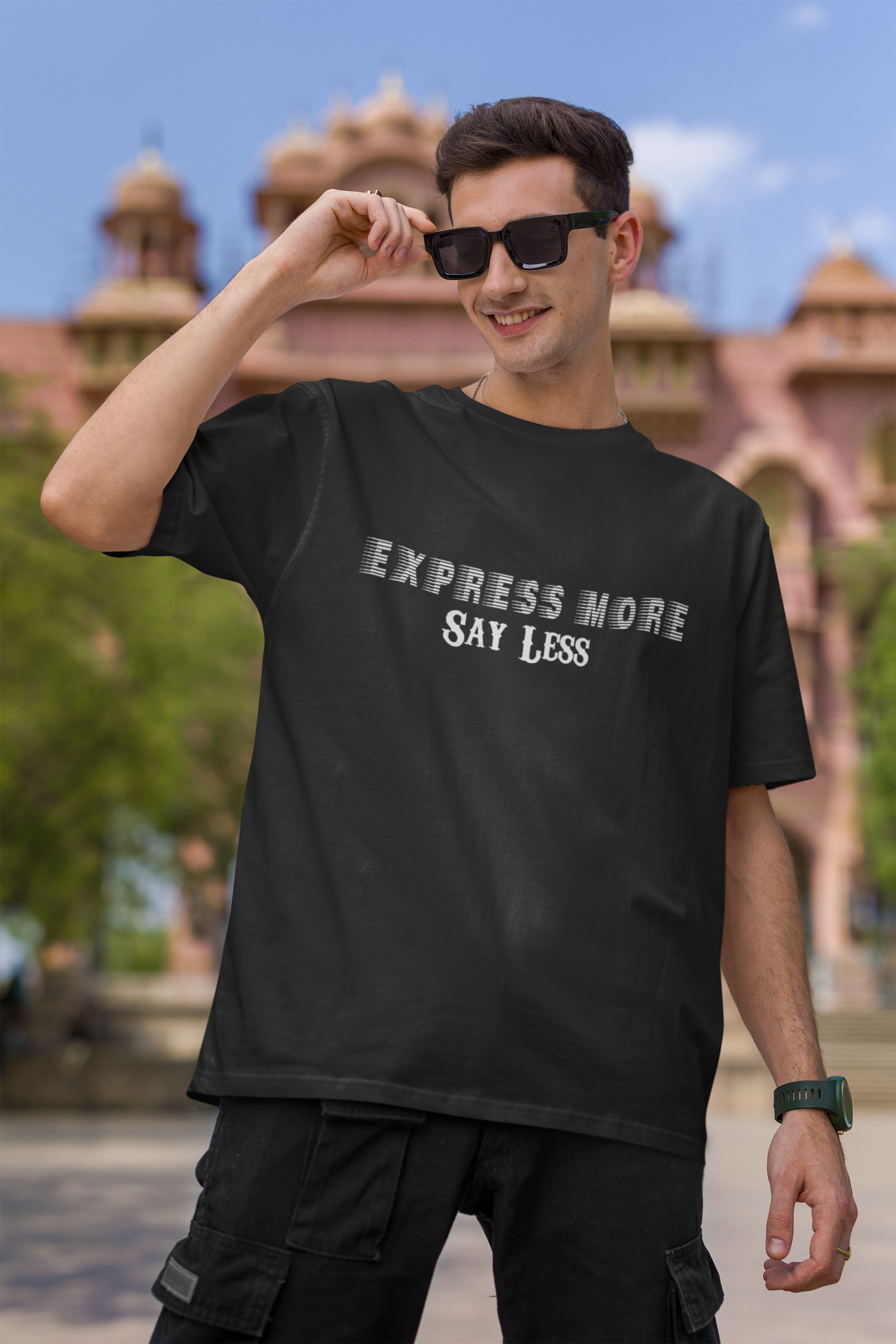 'Express More, Say Less' Men's Cotton Oversized Tee| Storeily