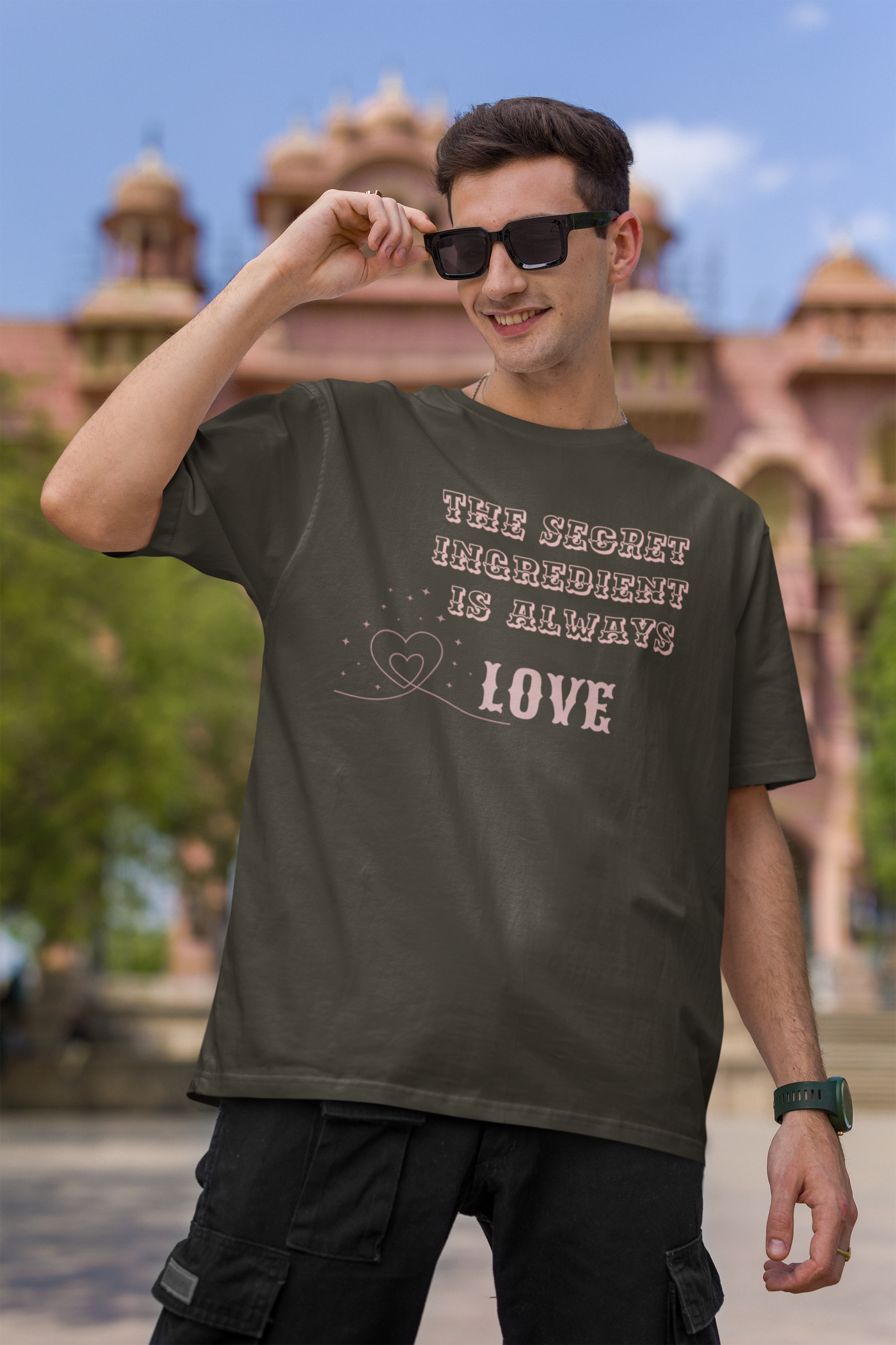 "The Secret Ingredient is Love" Men's Oversized Cotton Tee| Storeily