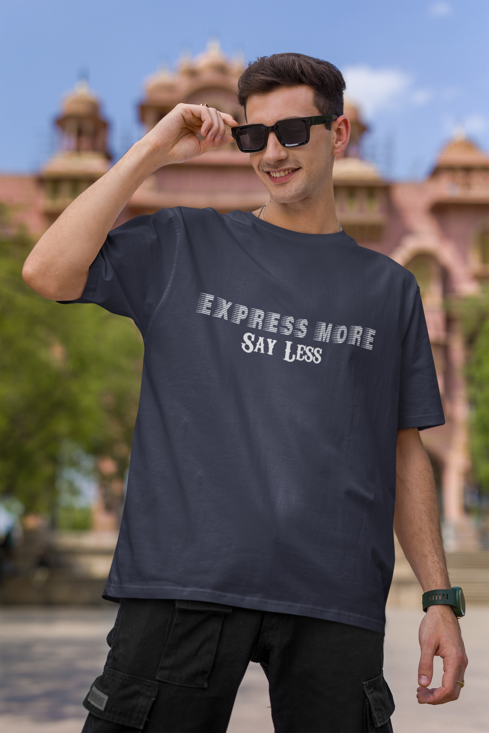 'Express More, Say Less' Men's Cotton Oversized Tee| Storeily