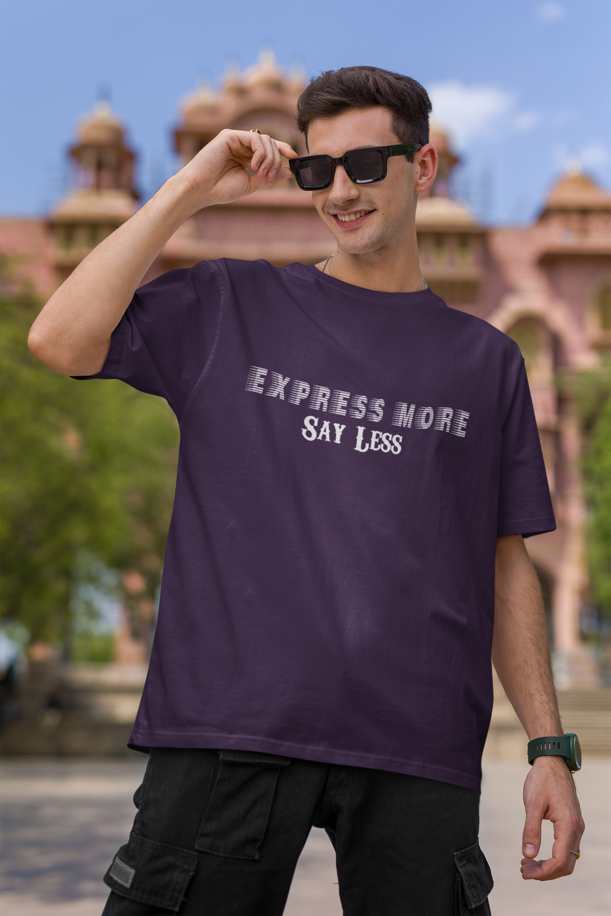 'Express More, Say Less' Men's Cotton Oversized Tee| Storeily