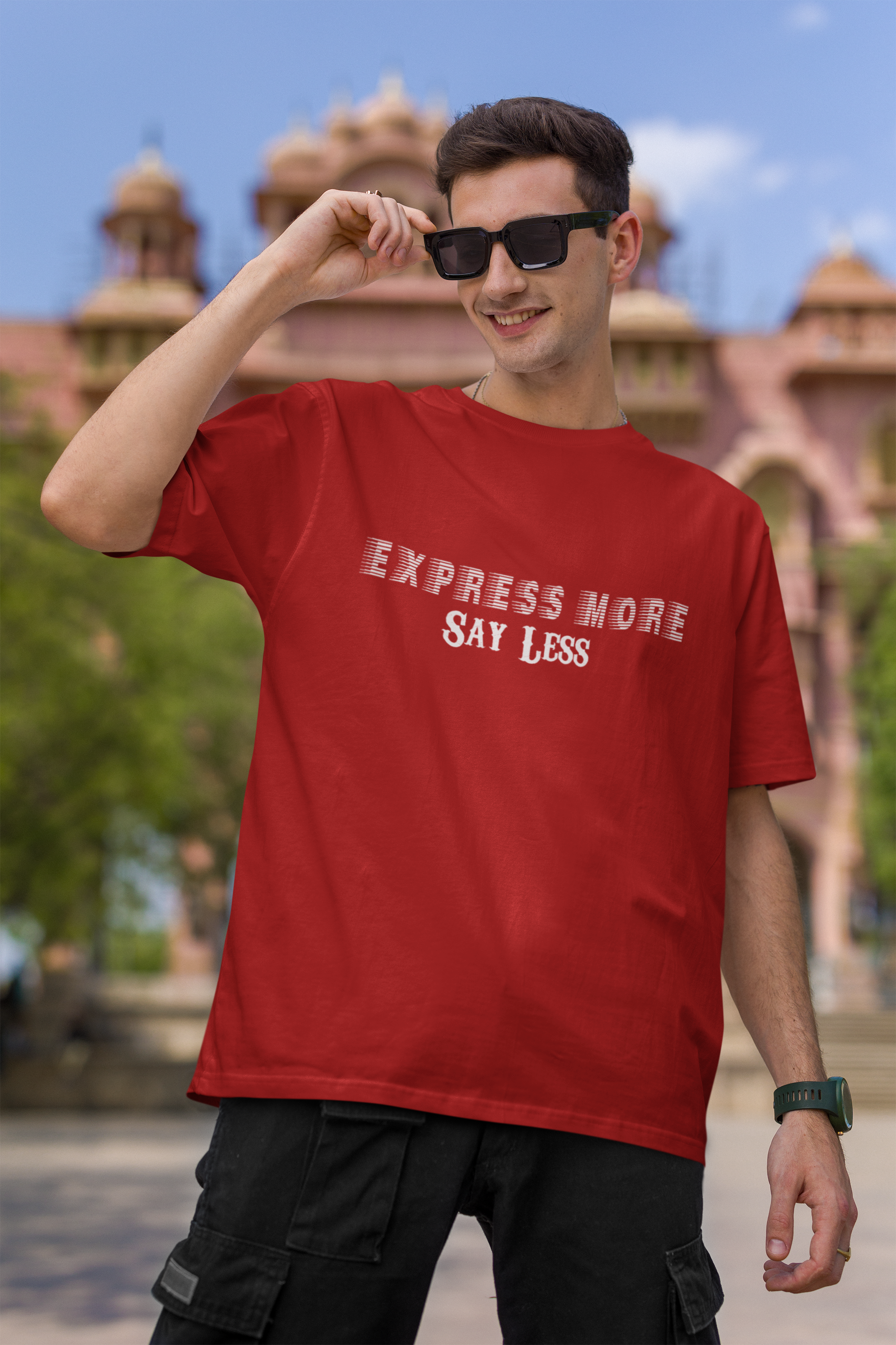 'Express More, Say Less' Men's Cotton Oversized Tee| Storeily