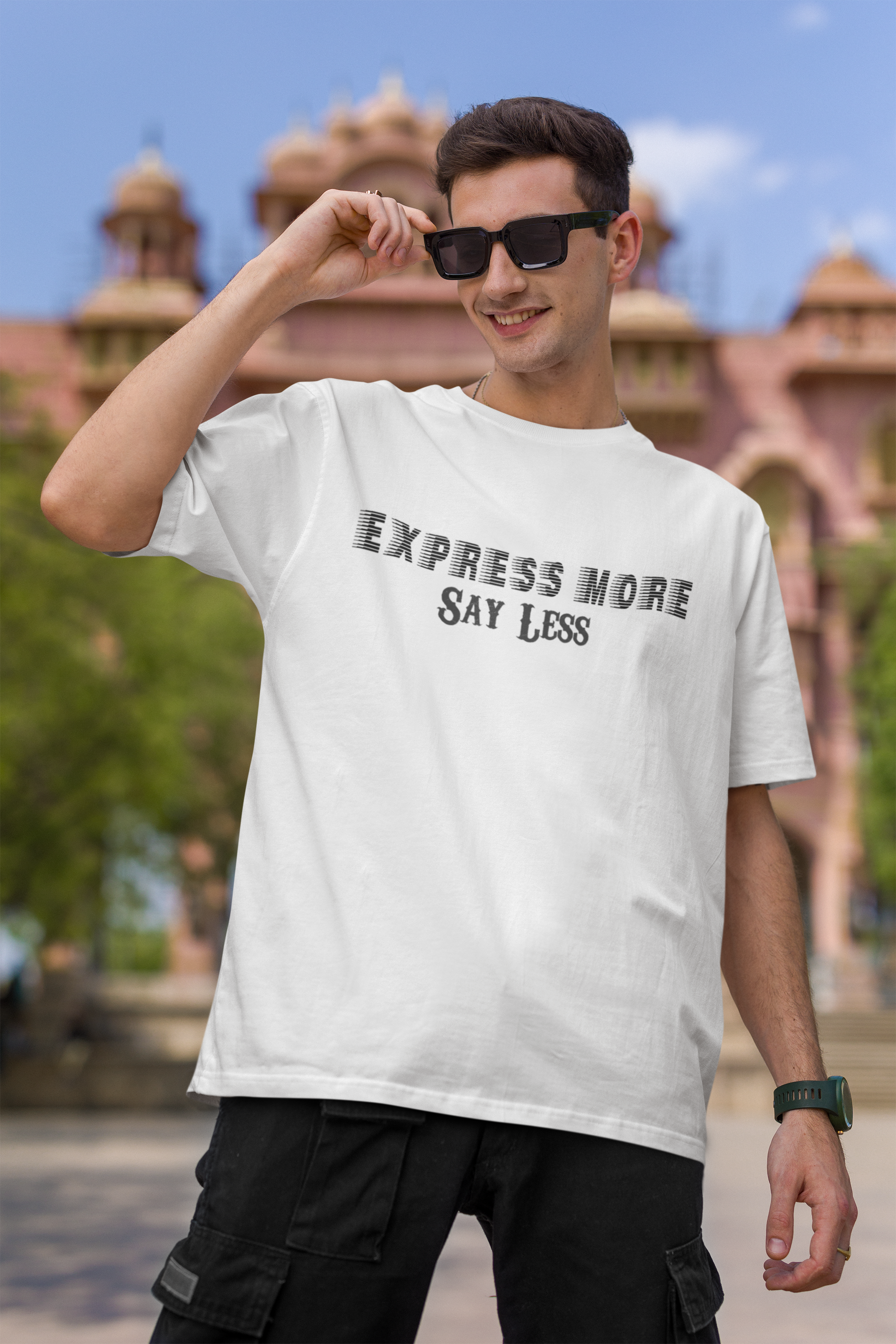 'Express More, Say Less' Men's Cotton Oversized Tee| Storeily