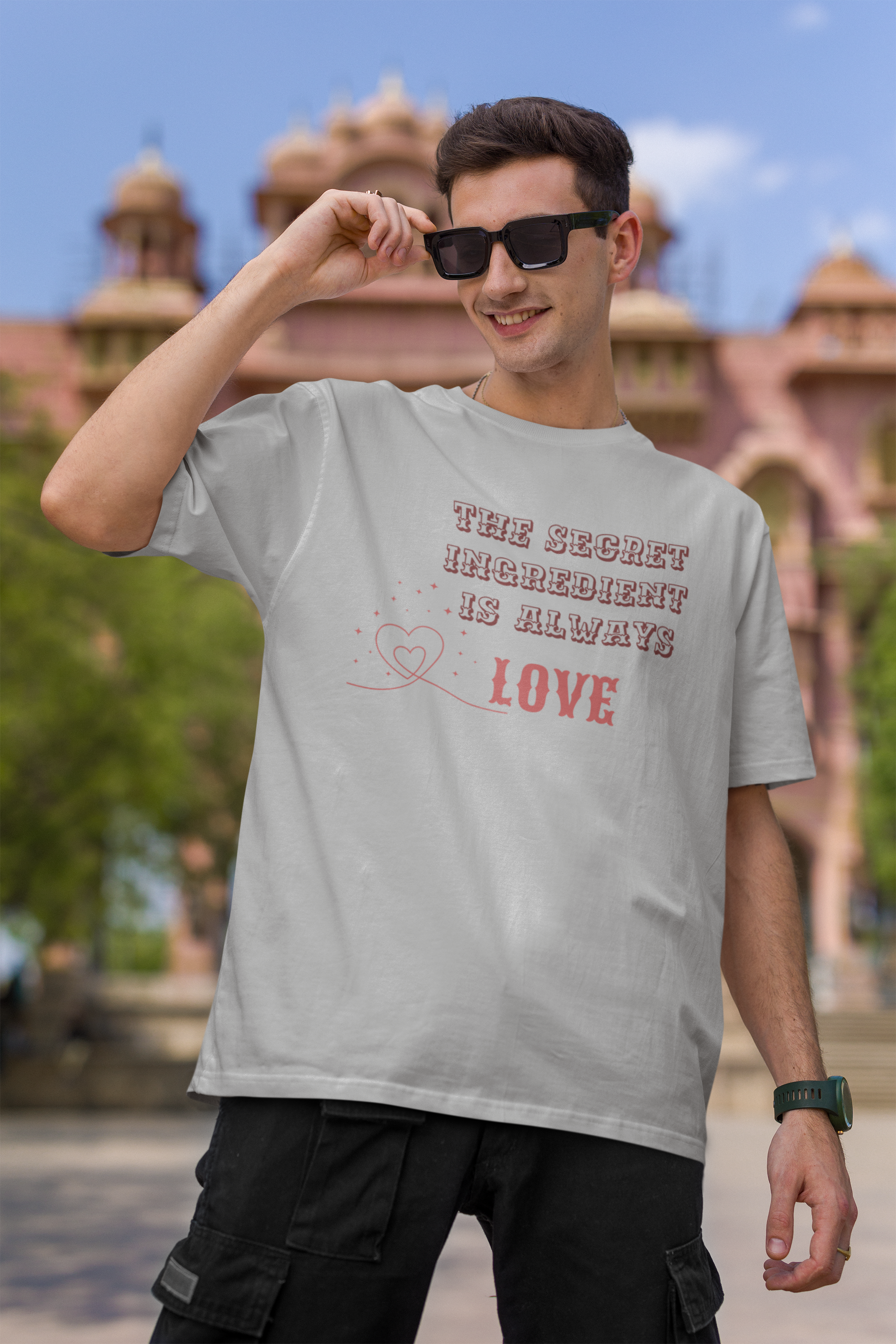 "The Secret Ingredient is Love" Men's Oversized Cotton Tee| Storeily