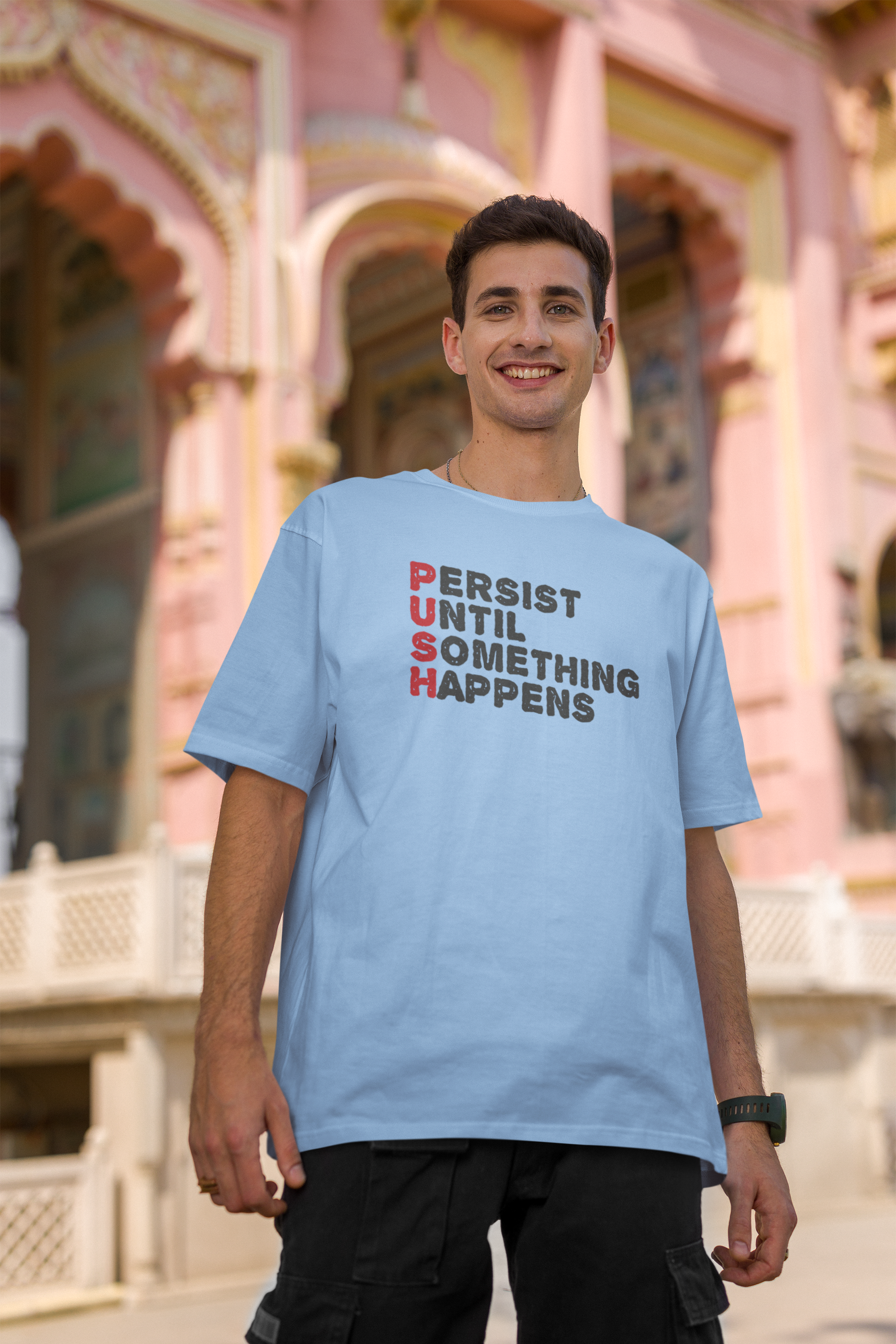 Persist Until Something Happens - Men's Cotton Oversized T-Shirt| Storeily