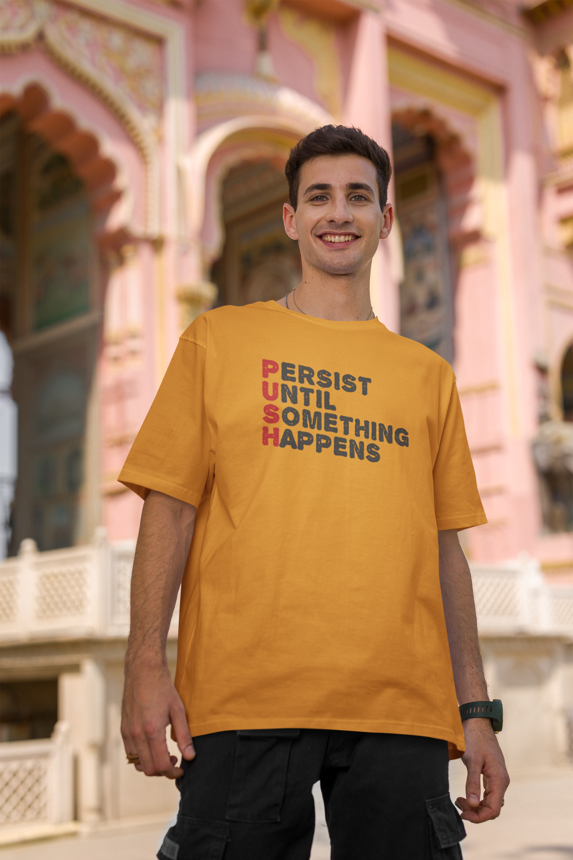 Persist Until Something Happens - Men's Cotton Oversized T-Shirt| Storeily