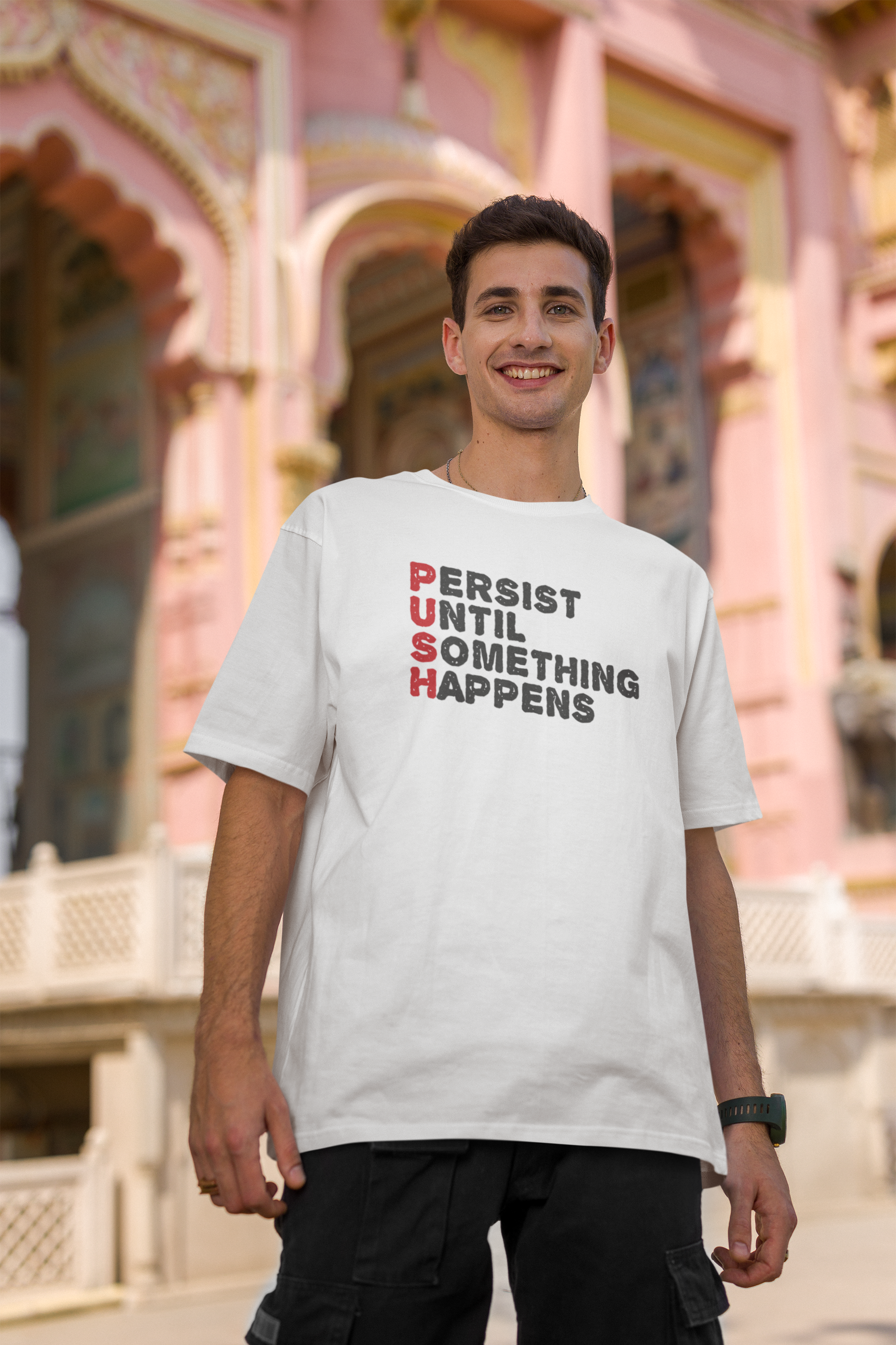 Persist Until Something Happens - Men's Cotton Oversized T-Shirt| Storeily